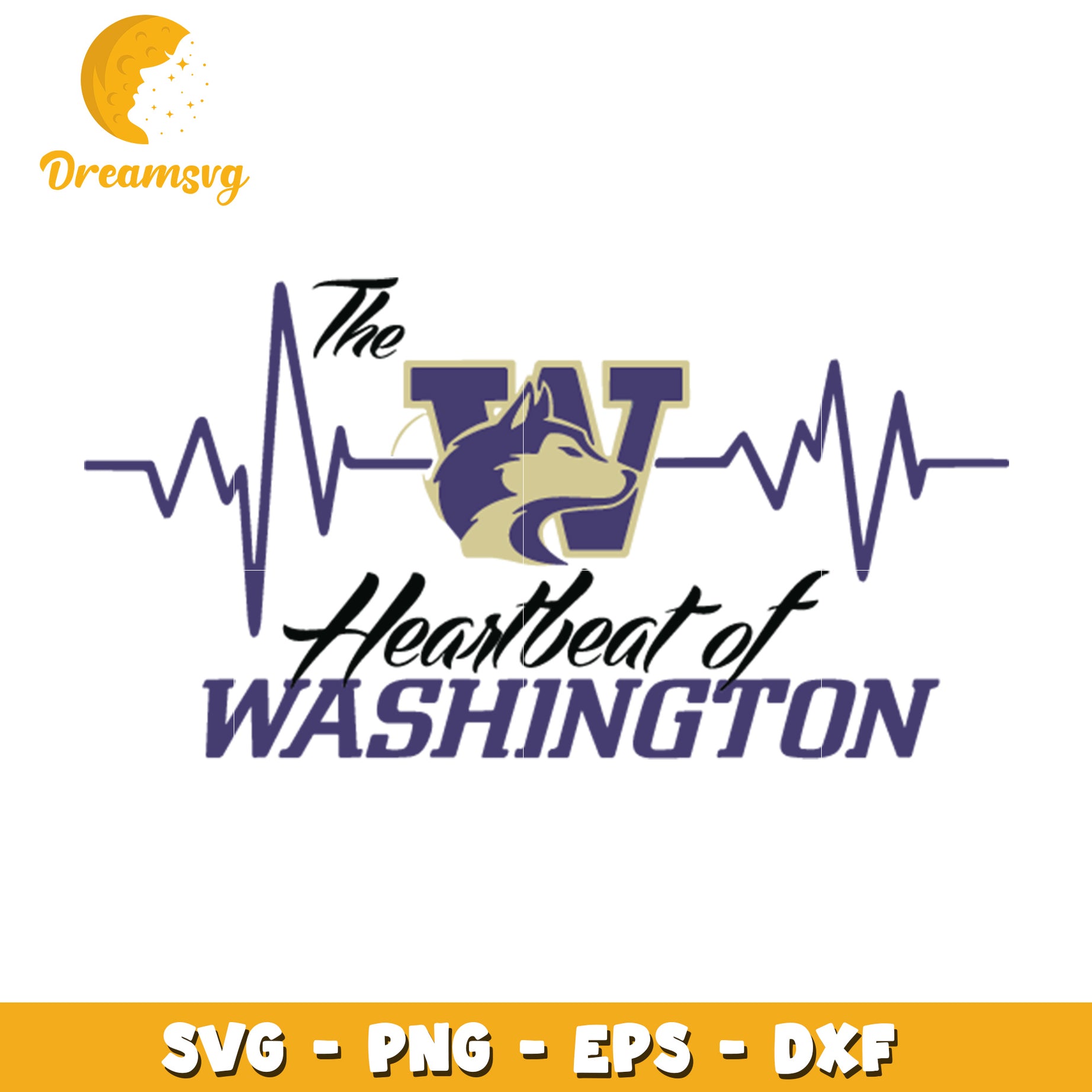 Washington Huskies Heartbeat SVG