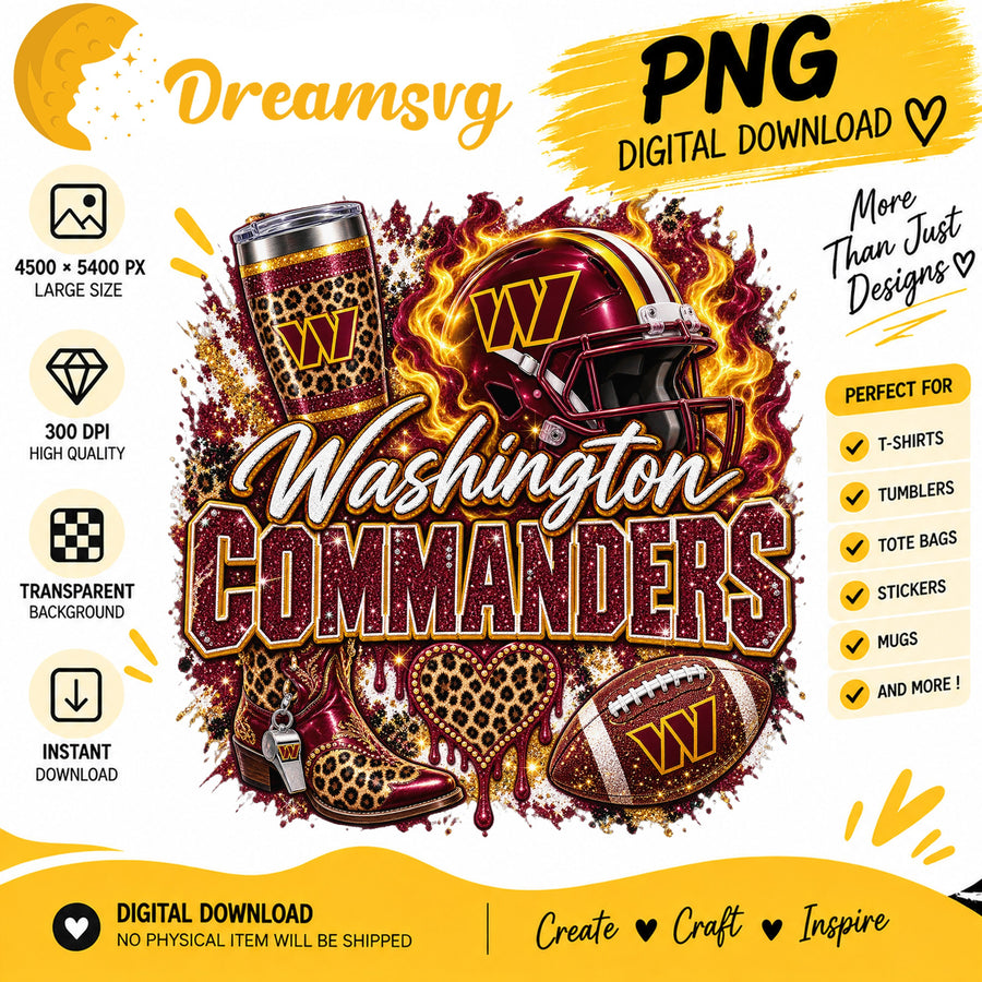 Washington Commanders Bling Glitter Leopard Boots PNG