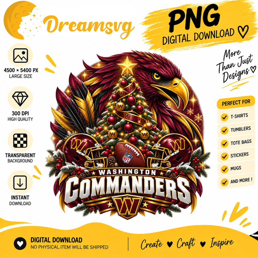 Washington Commanders Christmas PNG, Craft File Design v2