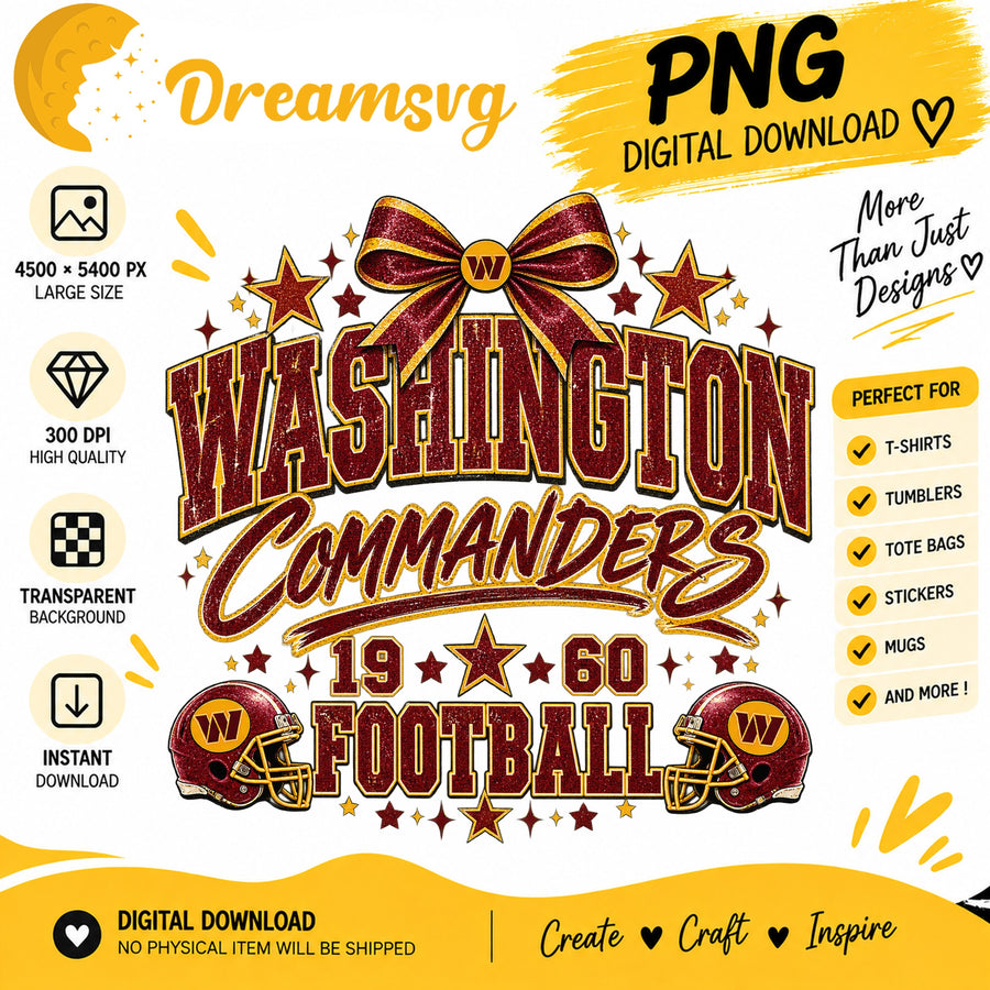 Washington Commanders Coquette Bow NFL Football 1960 PNG