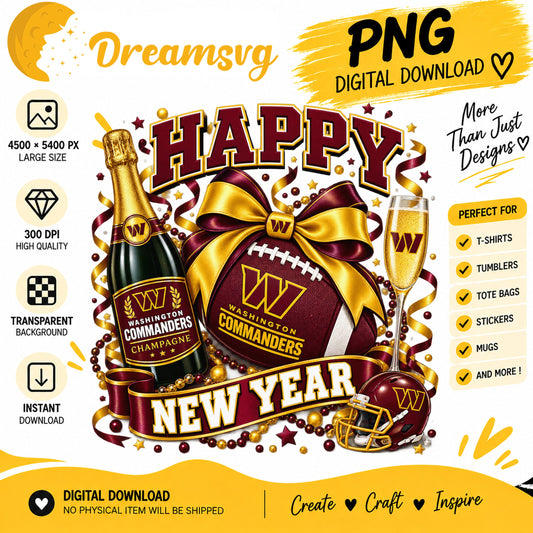 Washington Commanders Happy New Year PNG, Craft File Design