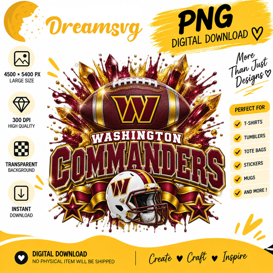 Washington Commanders NFL Football Helmet Crystal Splash PNG