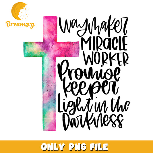 Watercolor Cross PNG Waymaker, Miracle Worker
