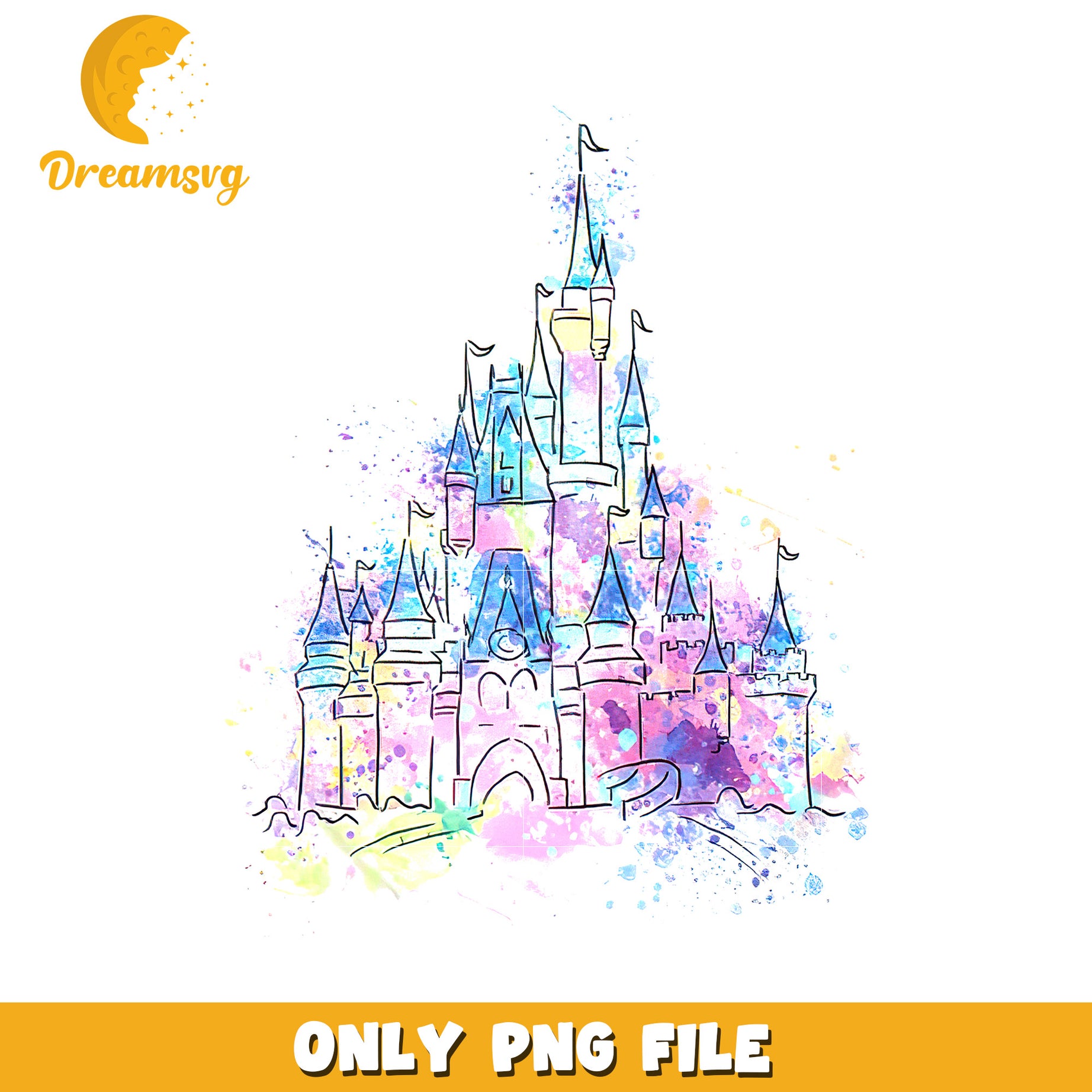 Watercolor Disney Castle PNG