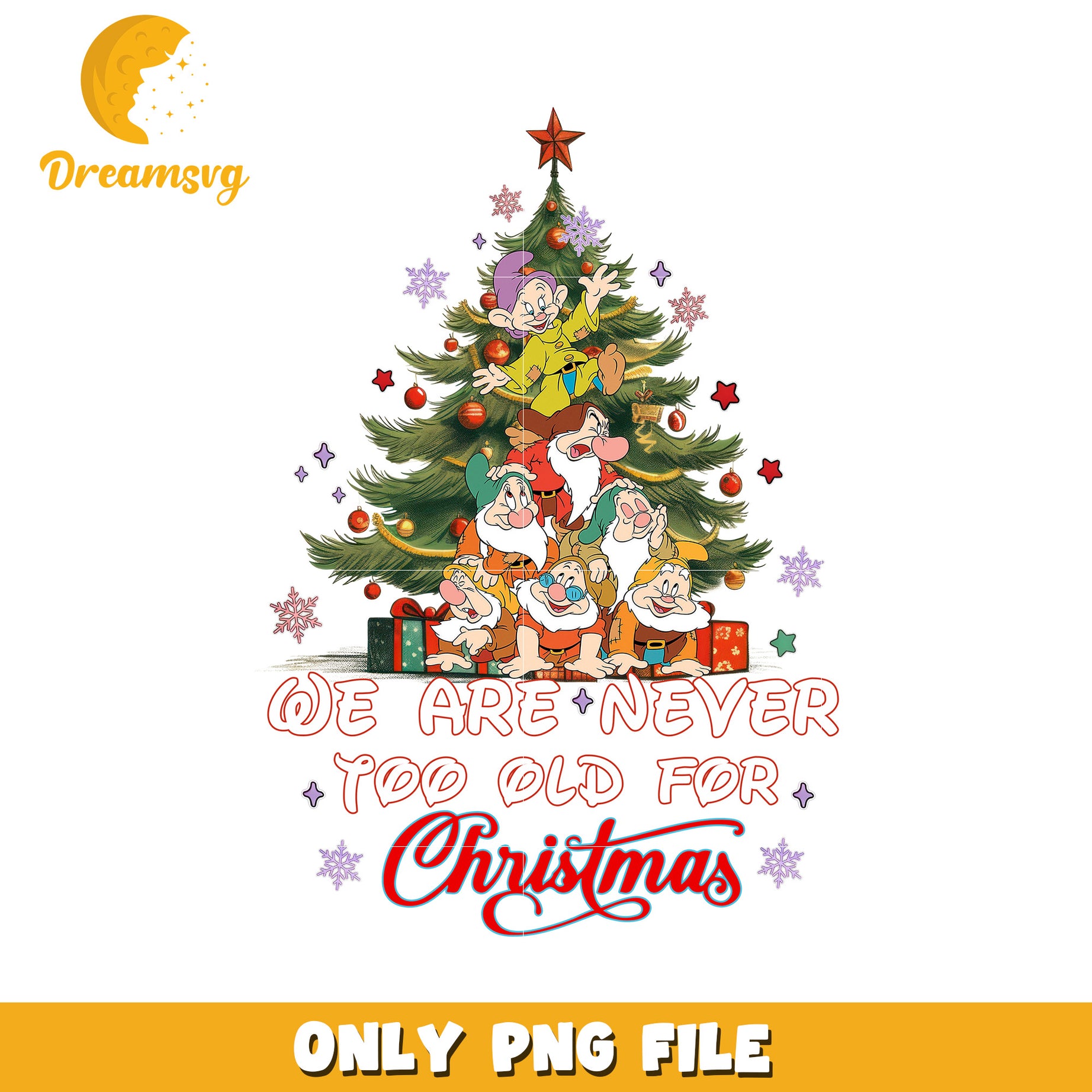 We are never too old for christmas png, mickey mouse png, christmas png