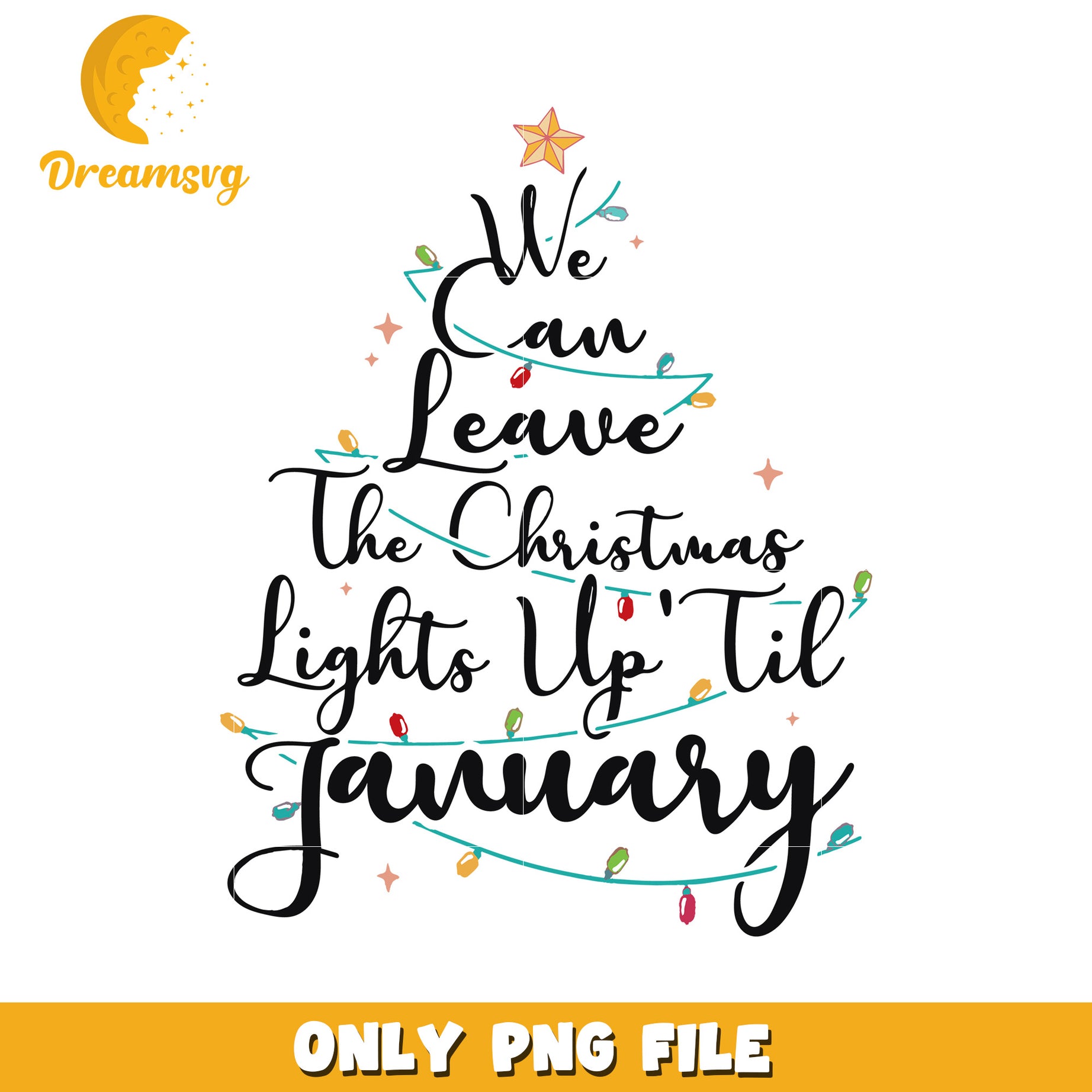 We can leave the christmas lights up til january png, quotes png