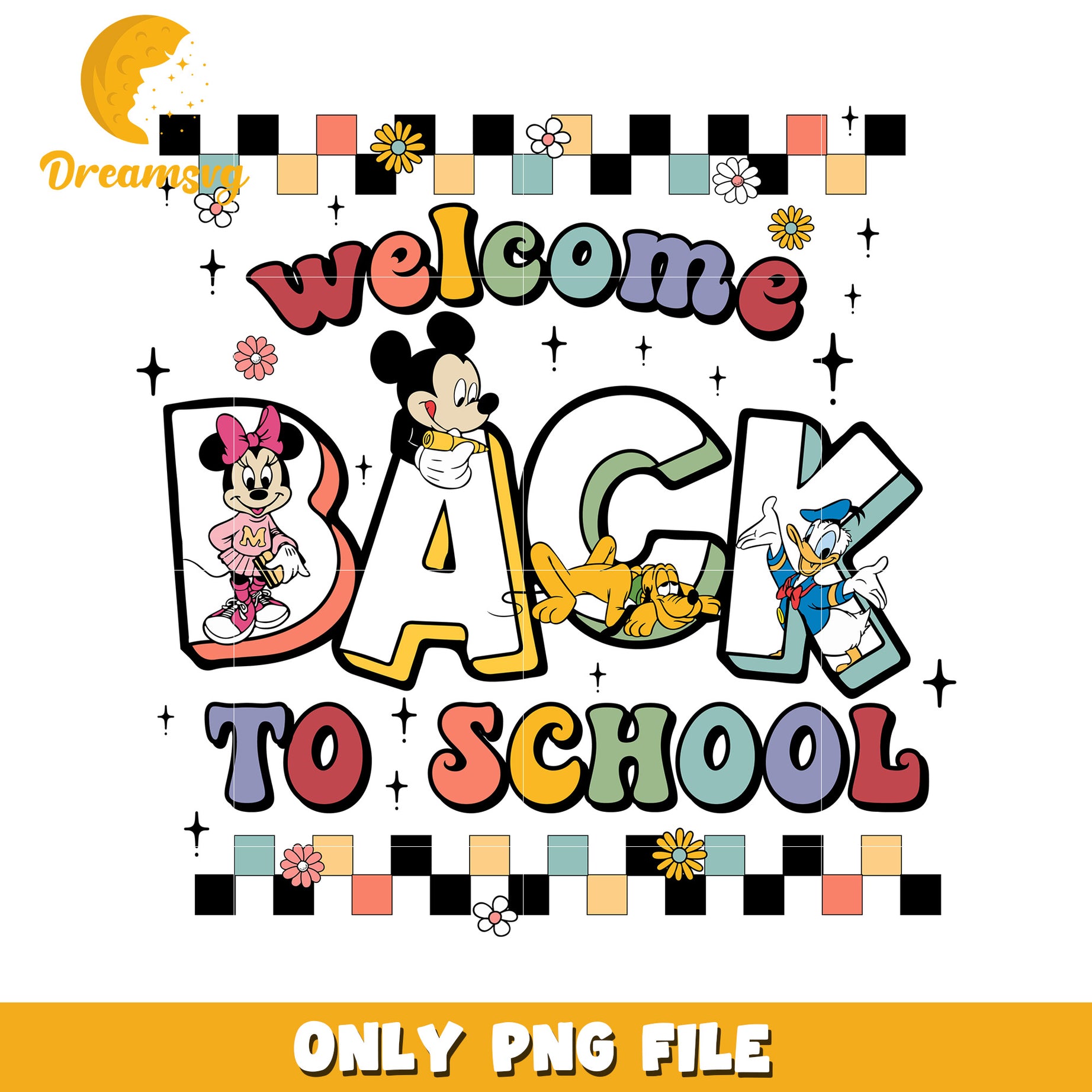 Welcome Back to School Disney PNG File for Kids Fun