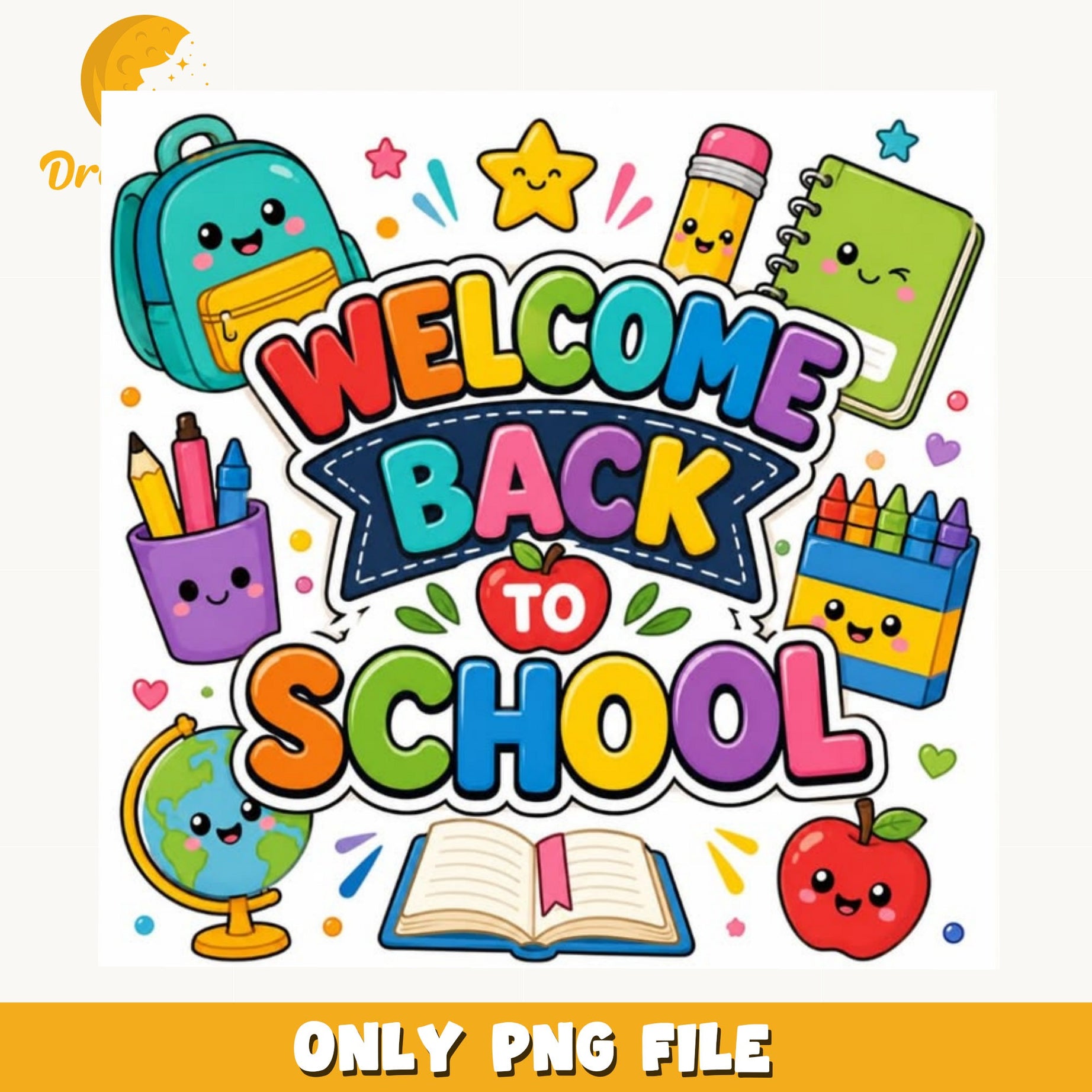 Welcome Back To School PNG, Cute School Supplies PNG, Teacher PNG