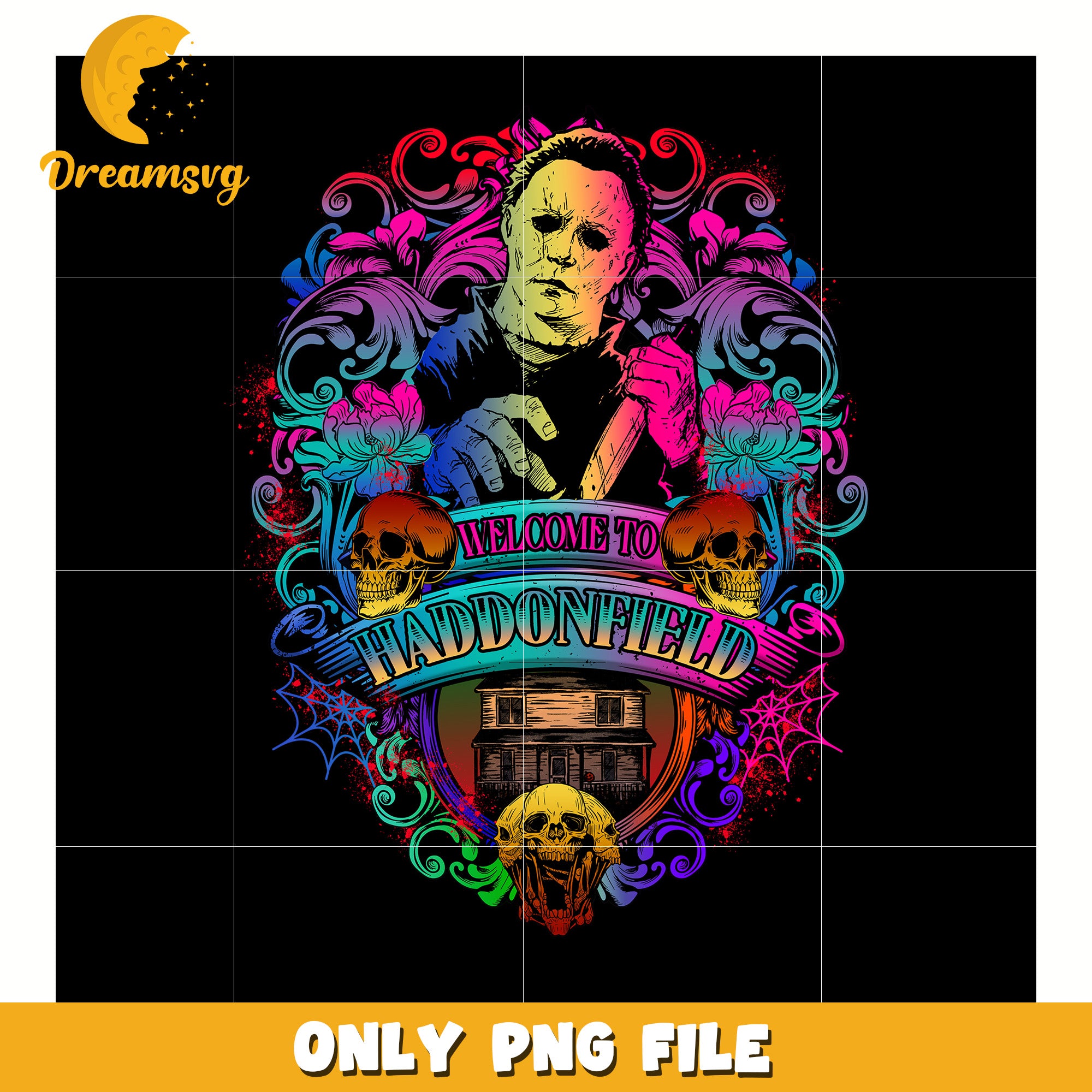 Welcome to haddonfield png, halloween decor png, halloween characters png