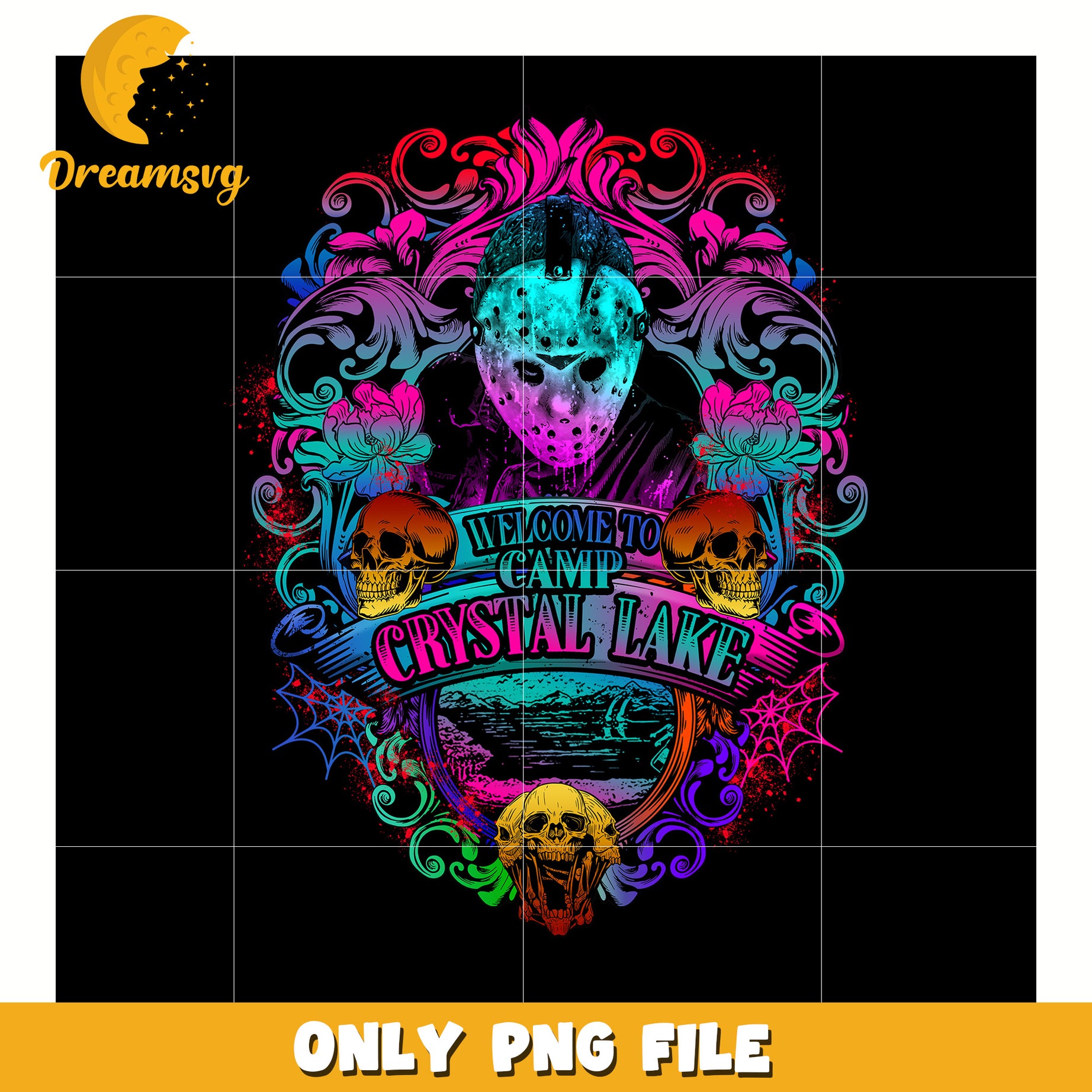 Welcome to srystal lake png, halloween decor png, halloween characters png