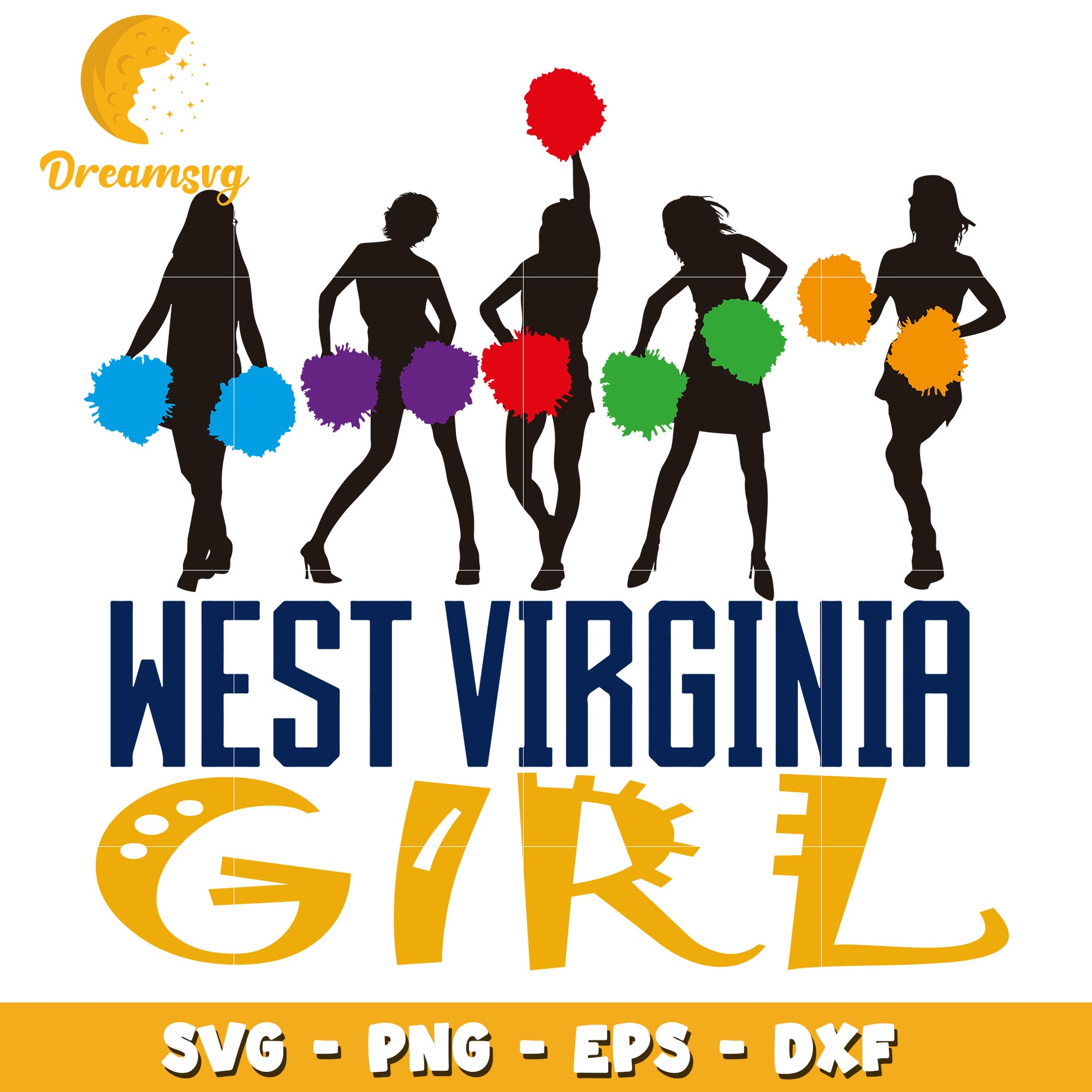 West Virginia Girl Cheerleader SVG PNG EPS DXF