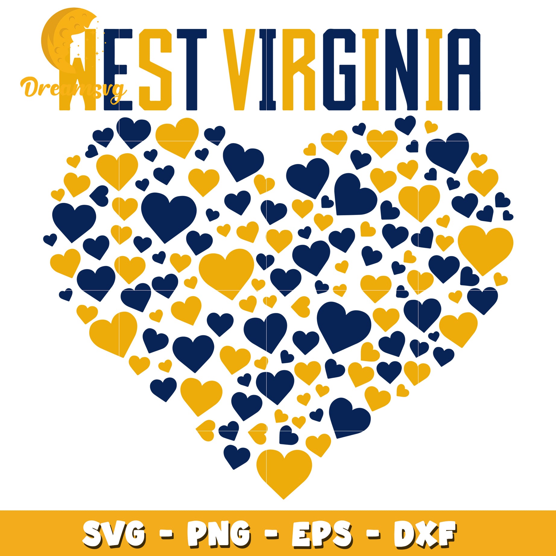 West Virginia Heart SVG with Love Design for DIY Projects