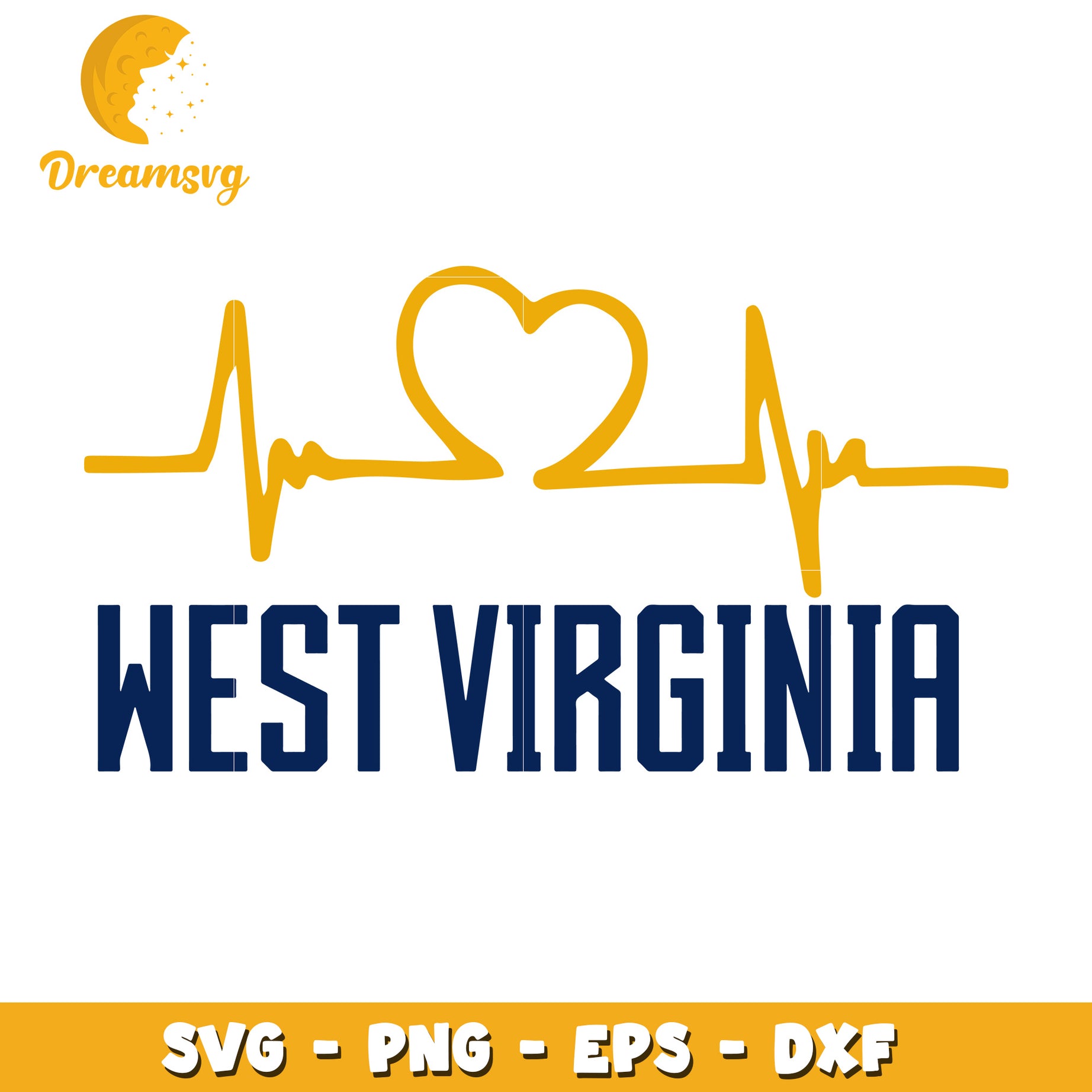 West Virginia Heartbeat SVG Cut File