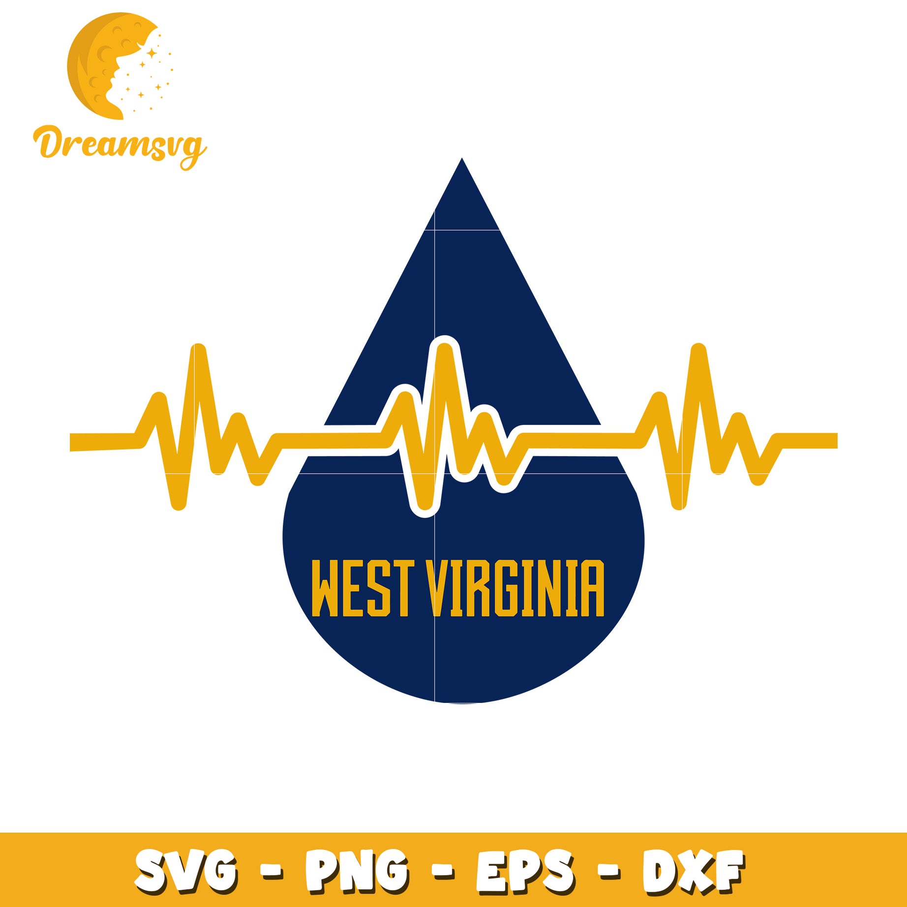 West Virginia Heartbeat Water Drop SVG