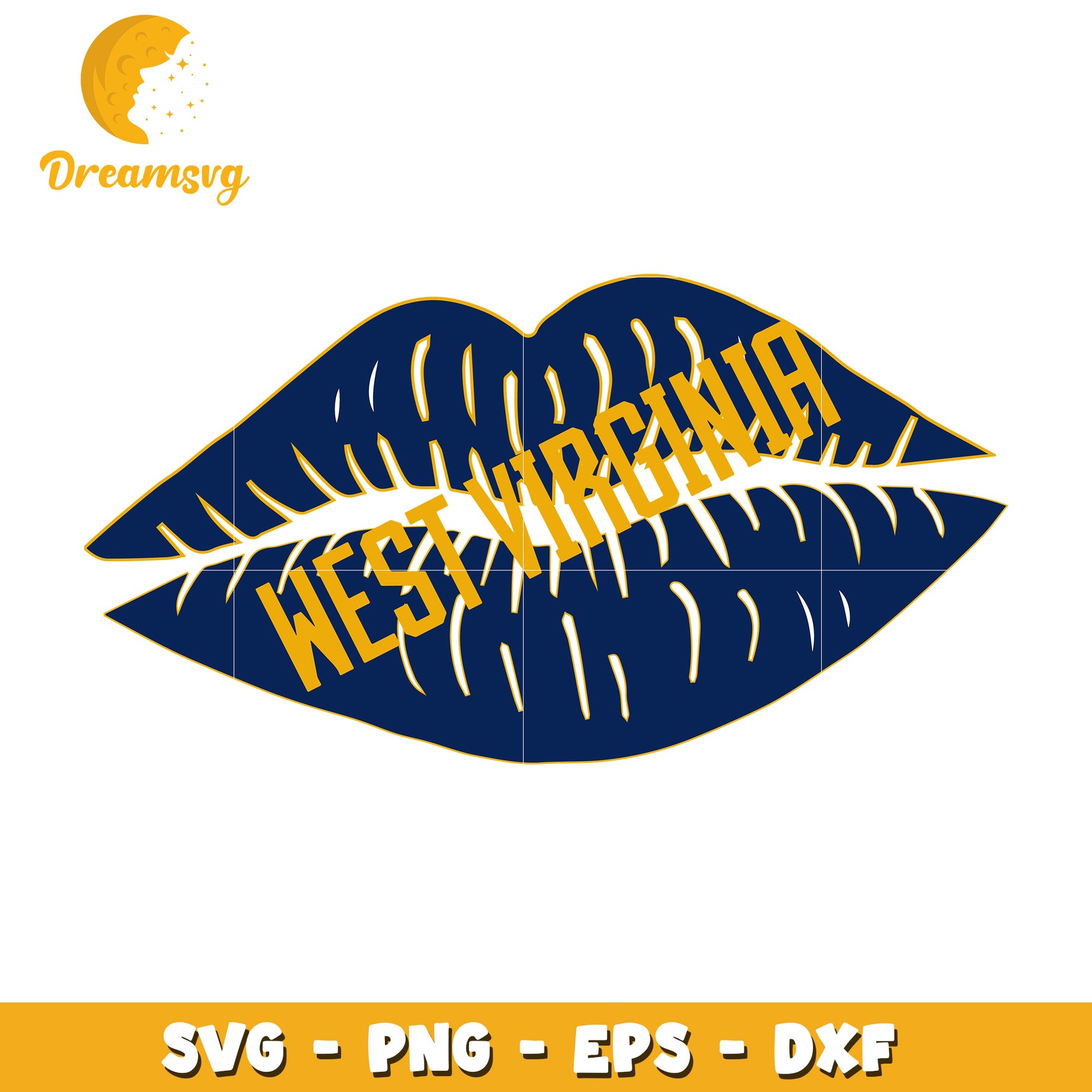 West Virginia Lips SVG PNG EPS DXF