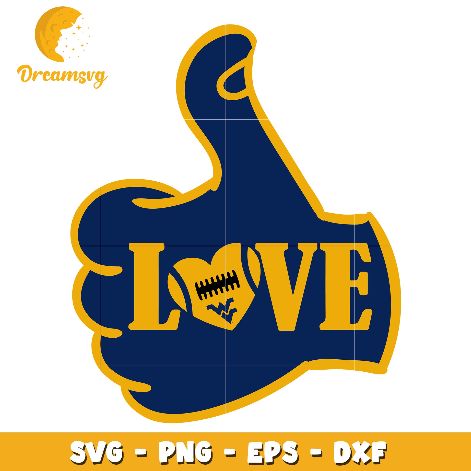 West Virginia Love SVG Design Thumbs Up Hand Clipart File