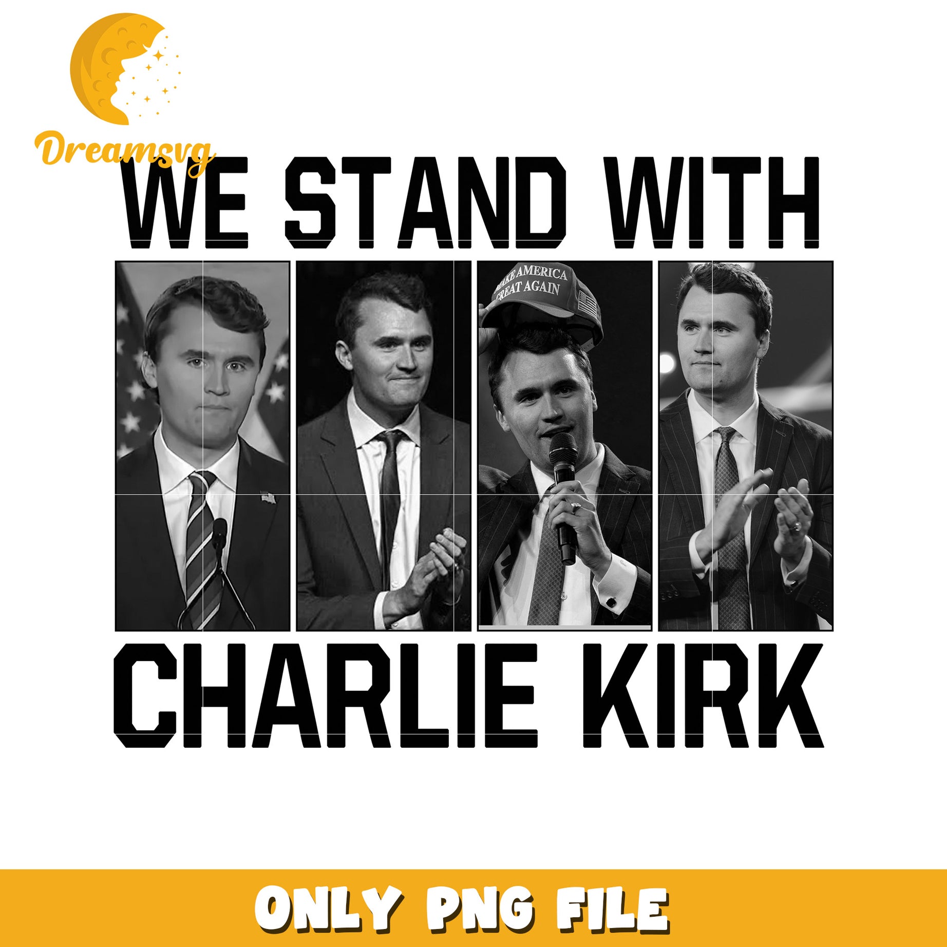 We stand with charlie png, charlie kirk book​ png, ameirca flag png
