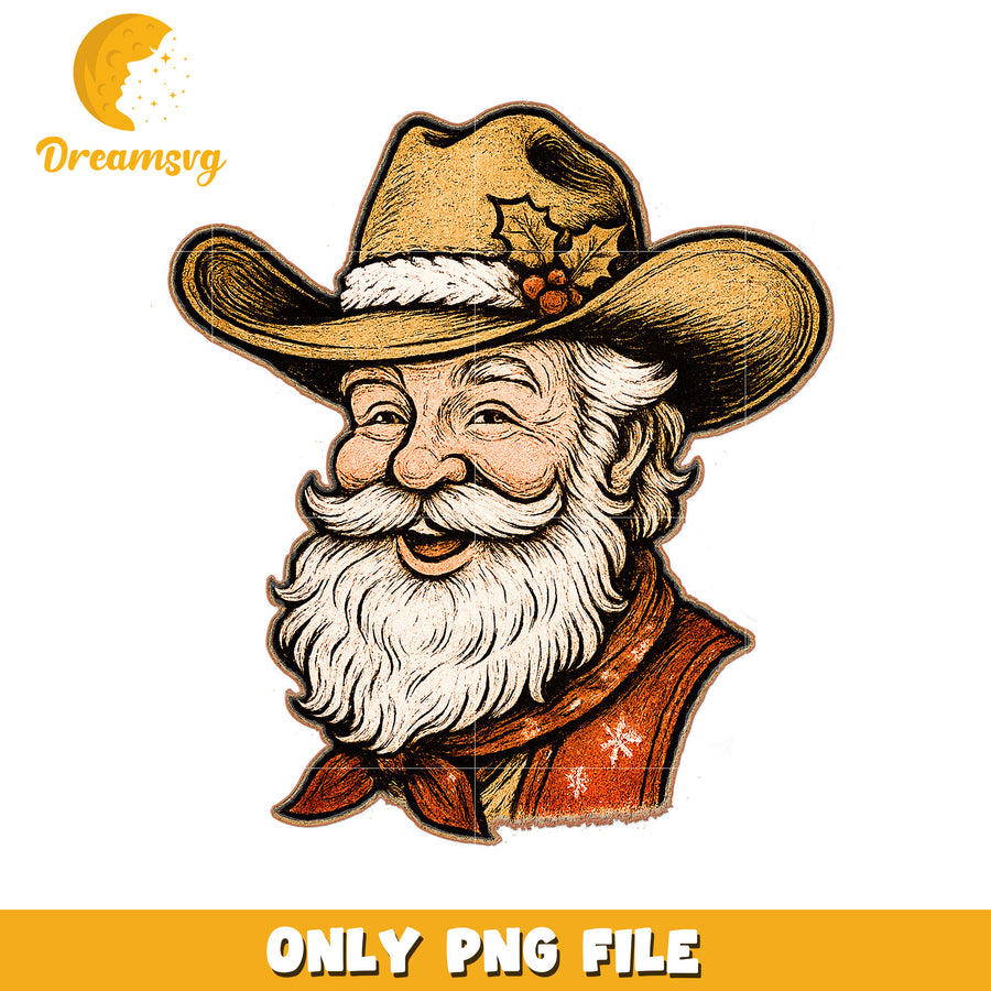 Western santa png, christmas png, christmas tree png