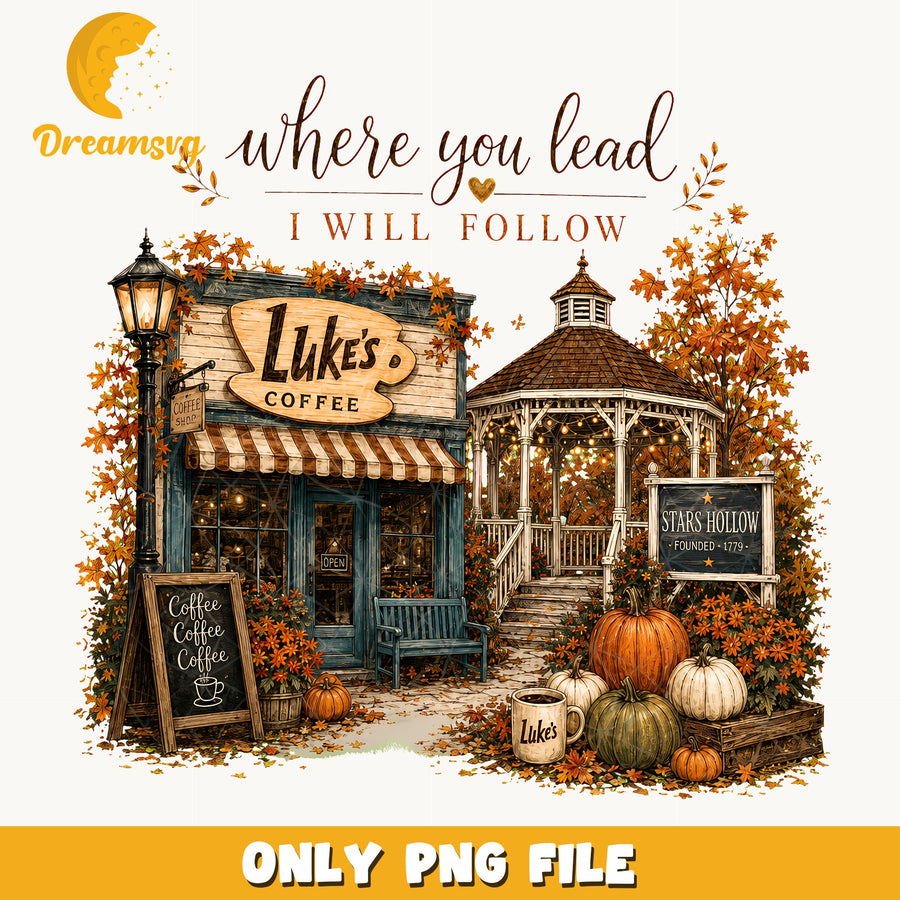 Where You Lead I Will Follow Clipart, Autumn Coffee Shop Gazebo