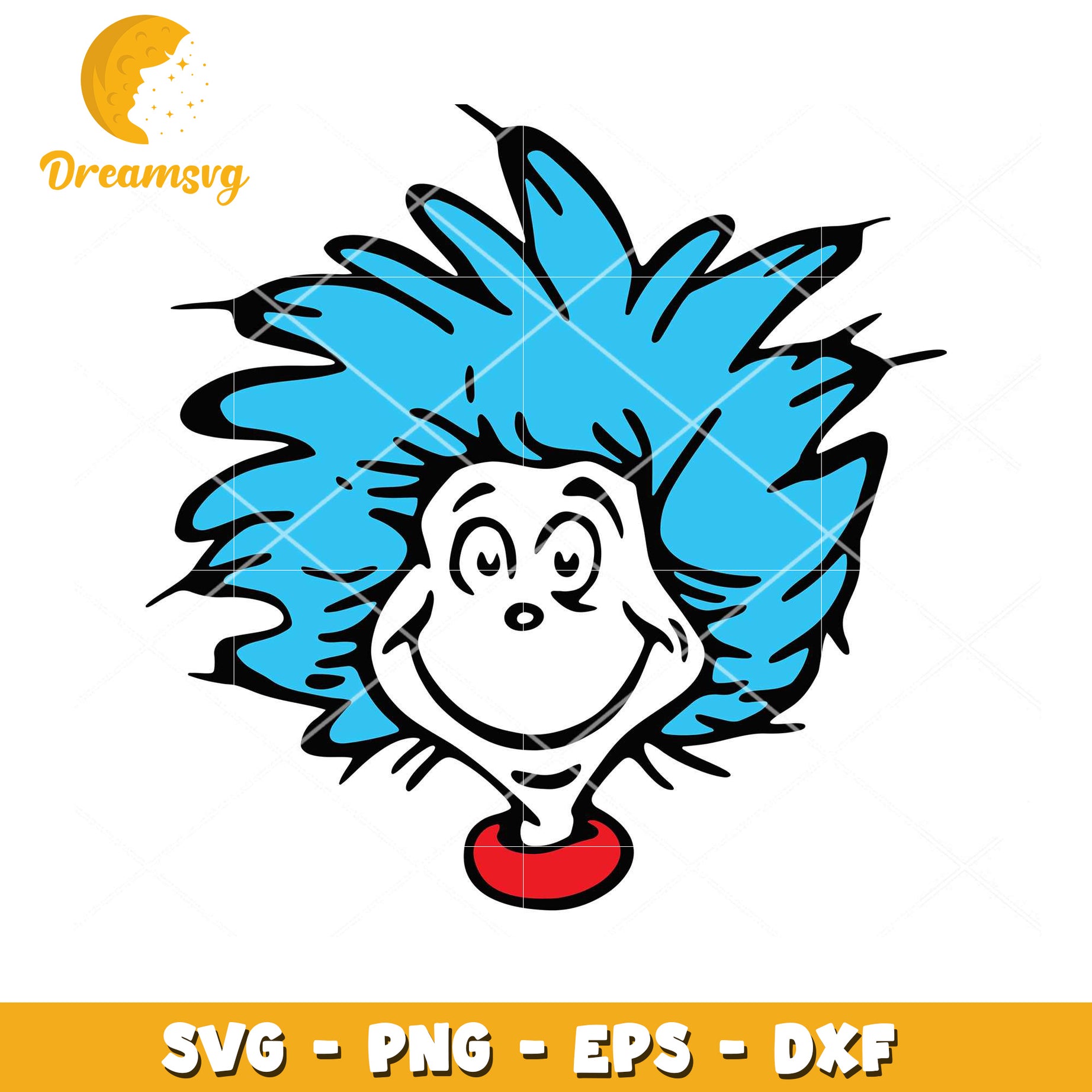 Whimsical Blue Haired Character SVG Instant Download Art Design