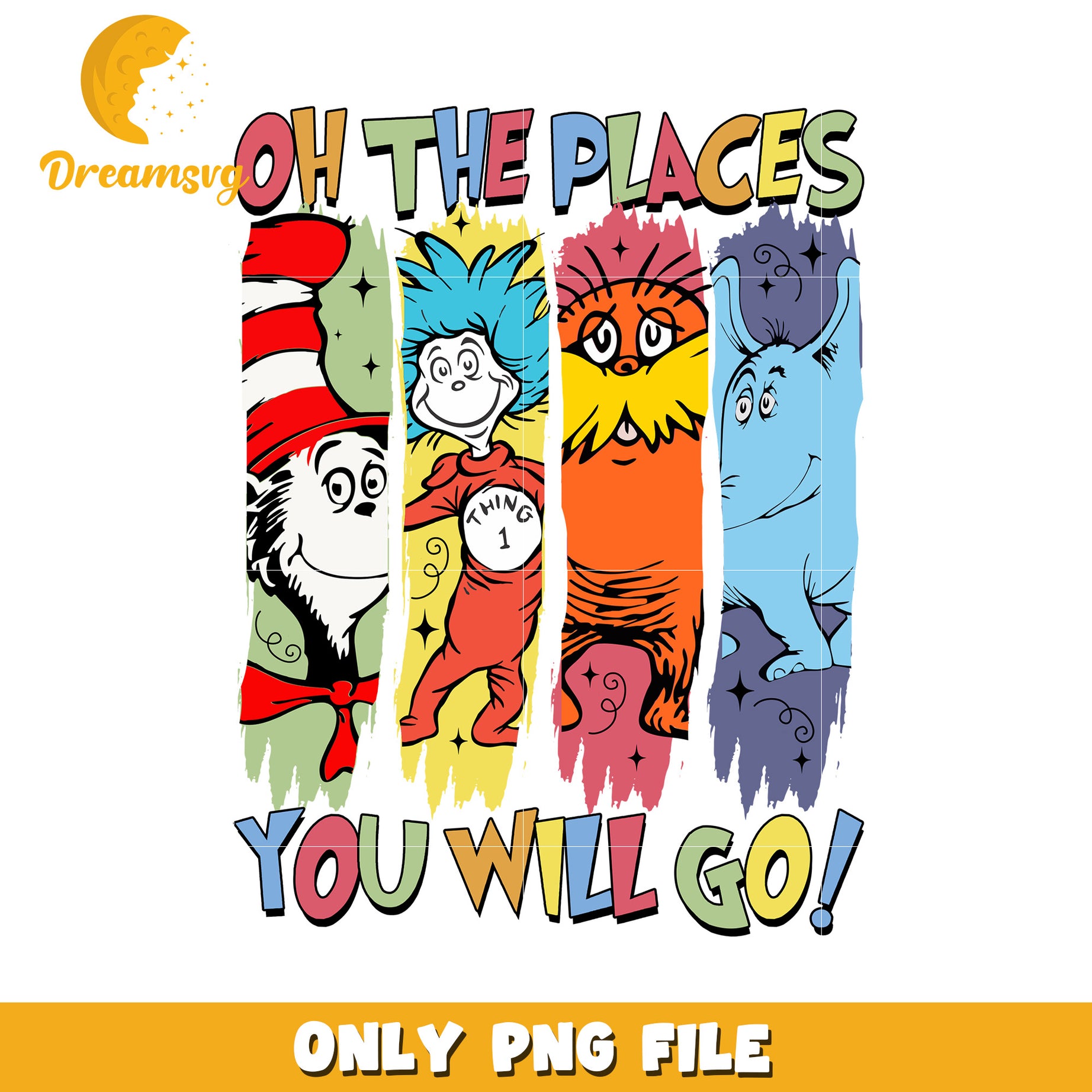 Whimsical Dr Seuss Inspired Art Oh the Places You Go PNG