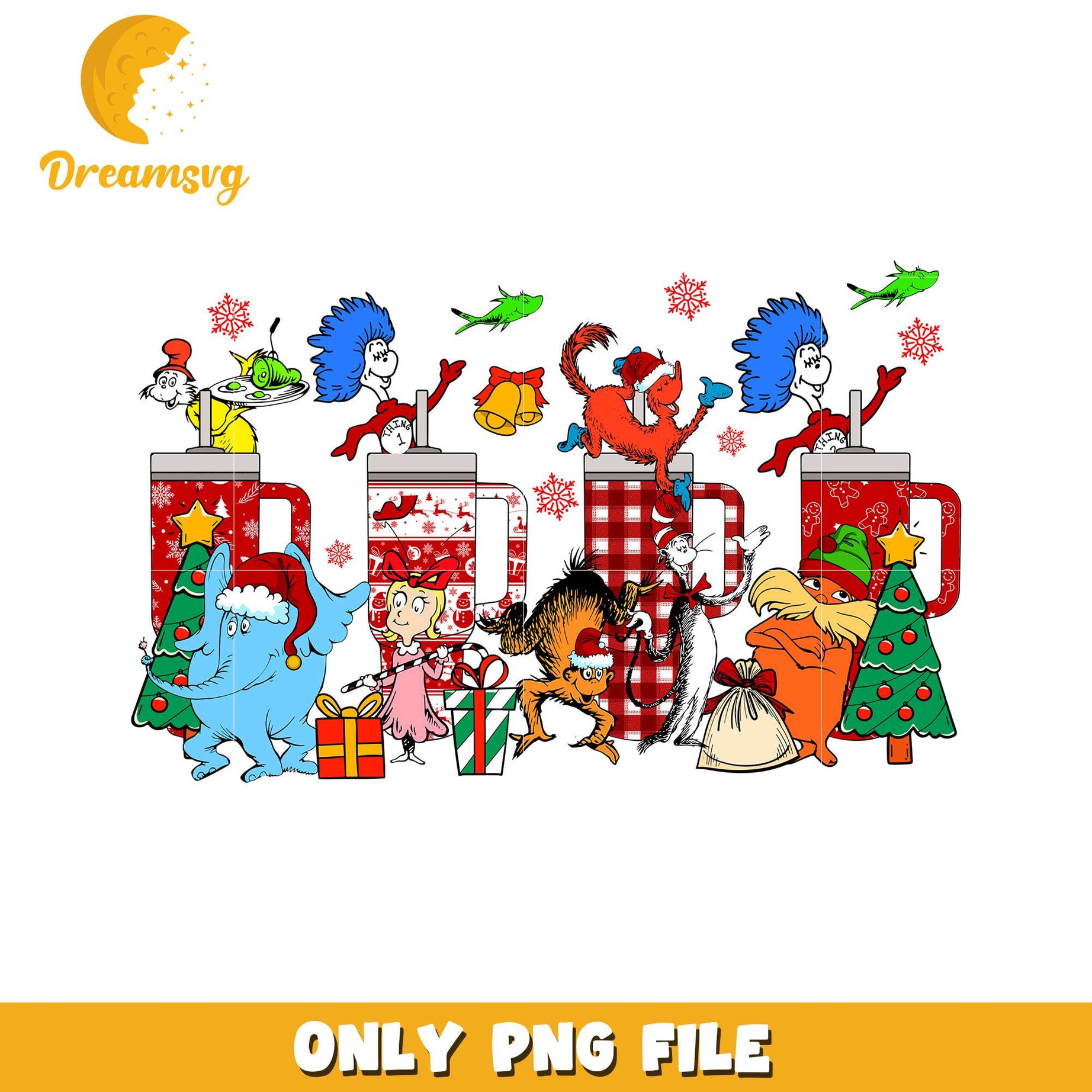 Whimsical Holiday Characters PNG Festive Scene Design