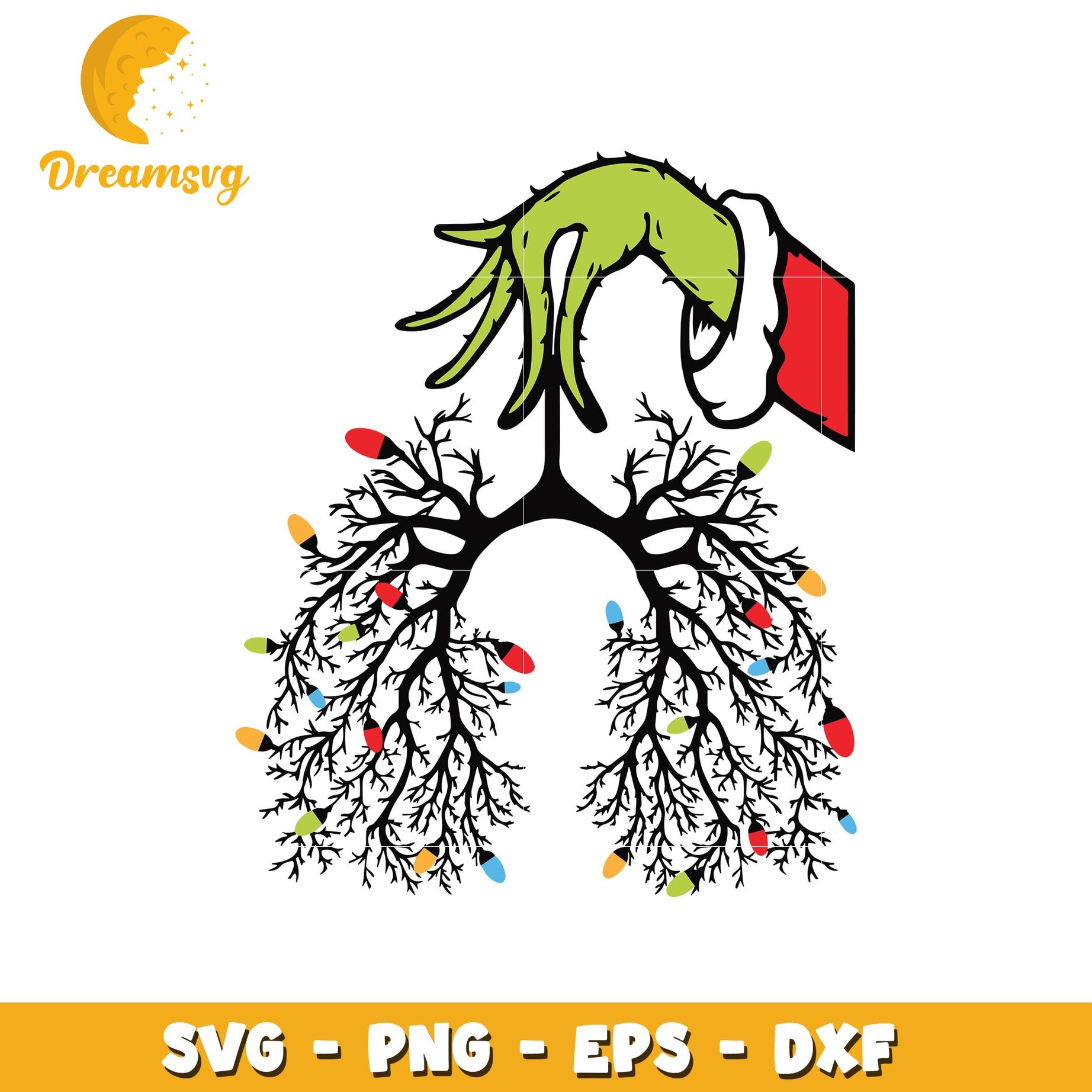 Whimsical grinch hand christmas tree design artwork svg, grinch hand svg, christmas tree svg