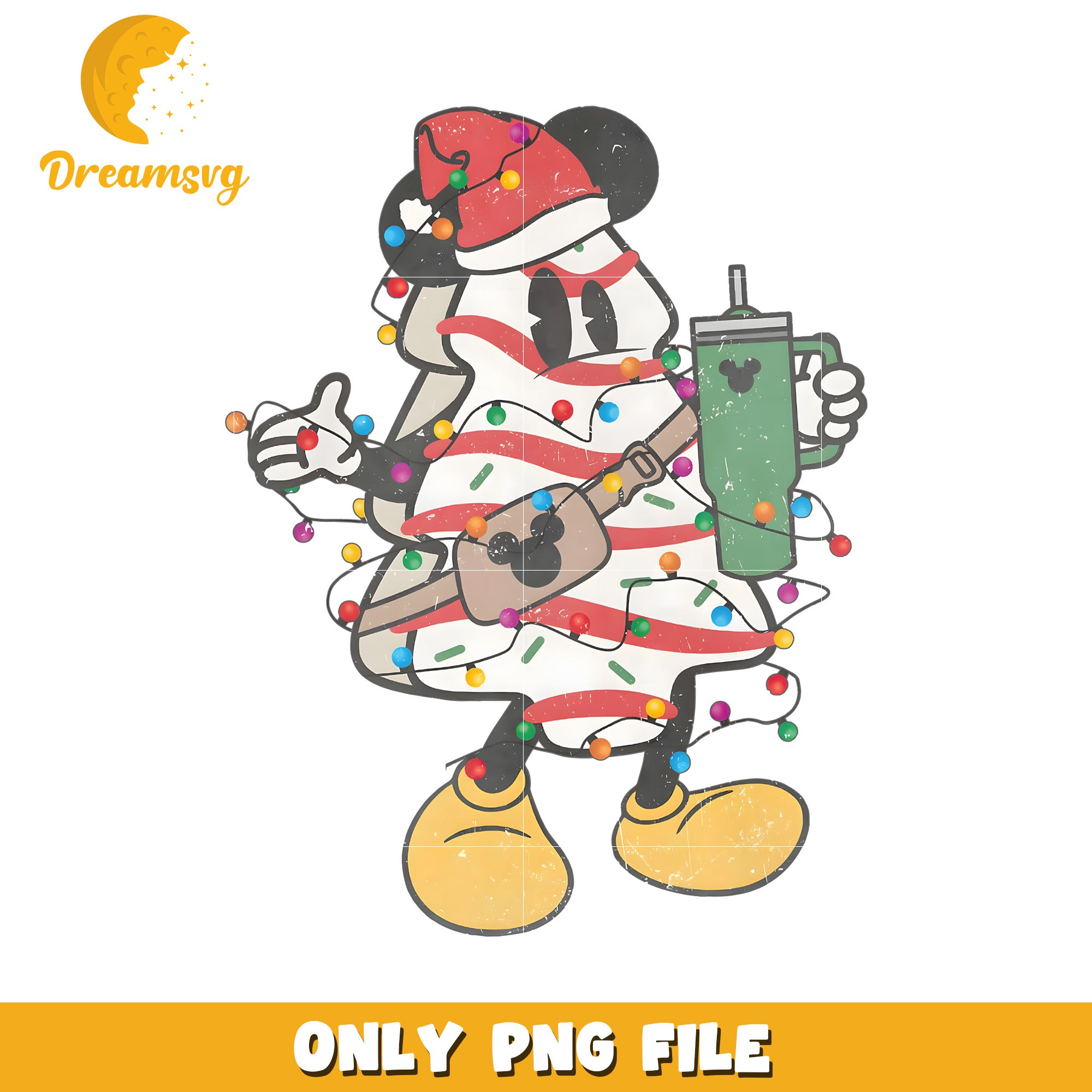 White christmas tree design png, christmas bell png, disney world png