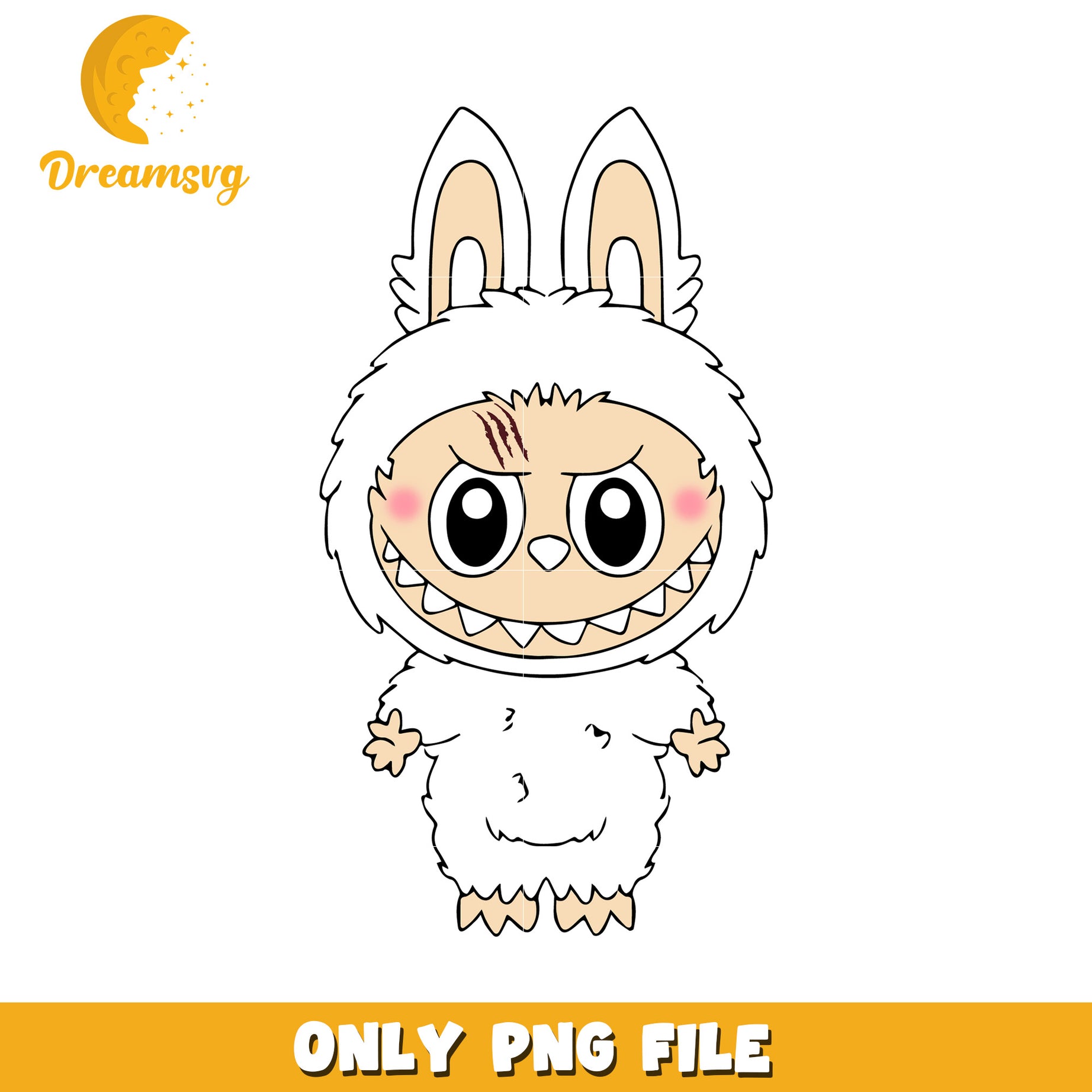 White labubu design png, halloween labubu png, halloween pumpkin png