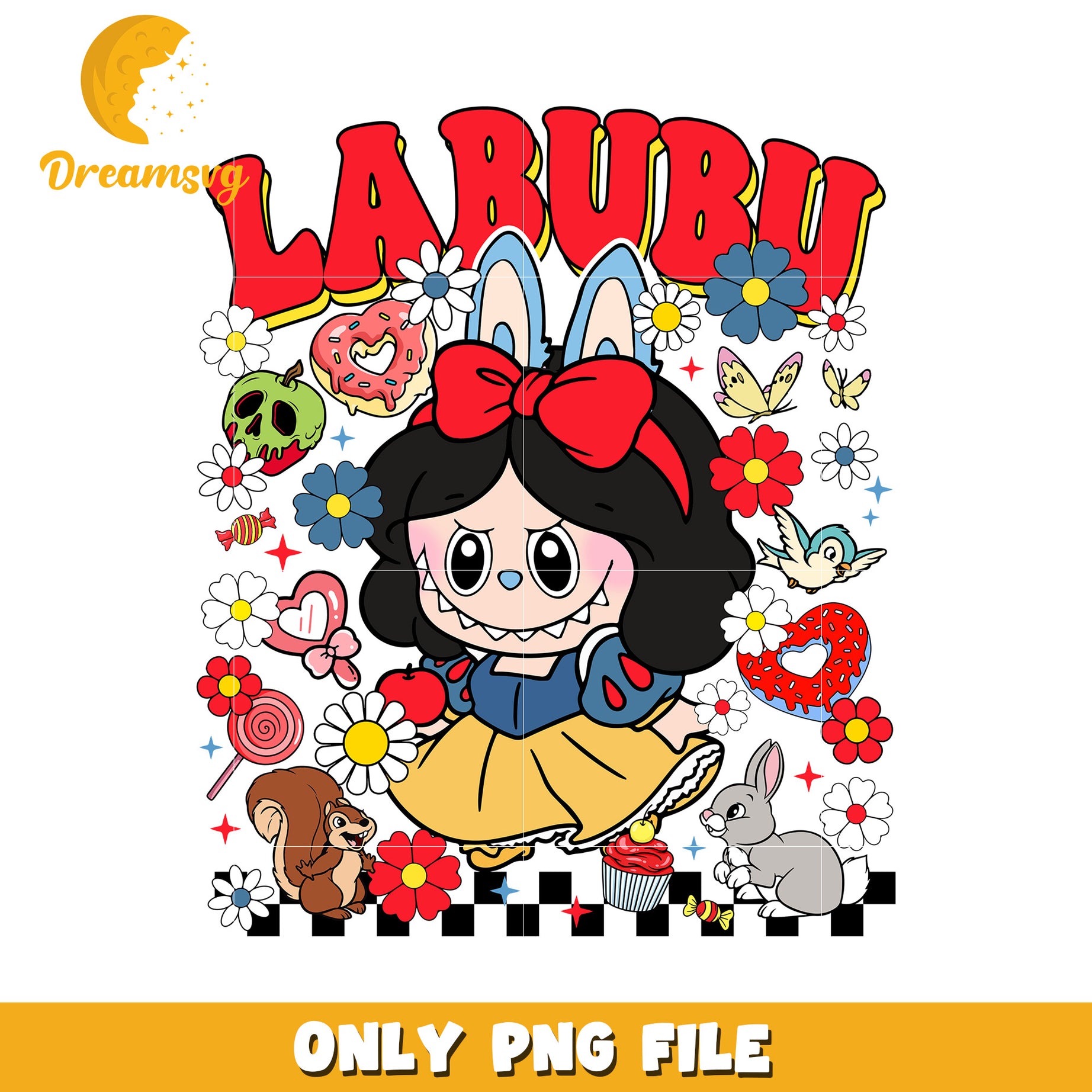 White snow labubu princess png, popmart laubu png, cute labubu toys png