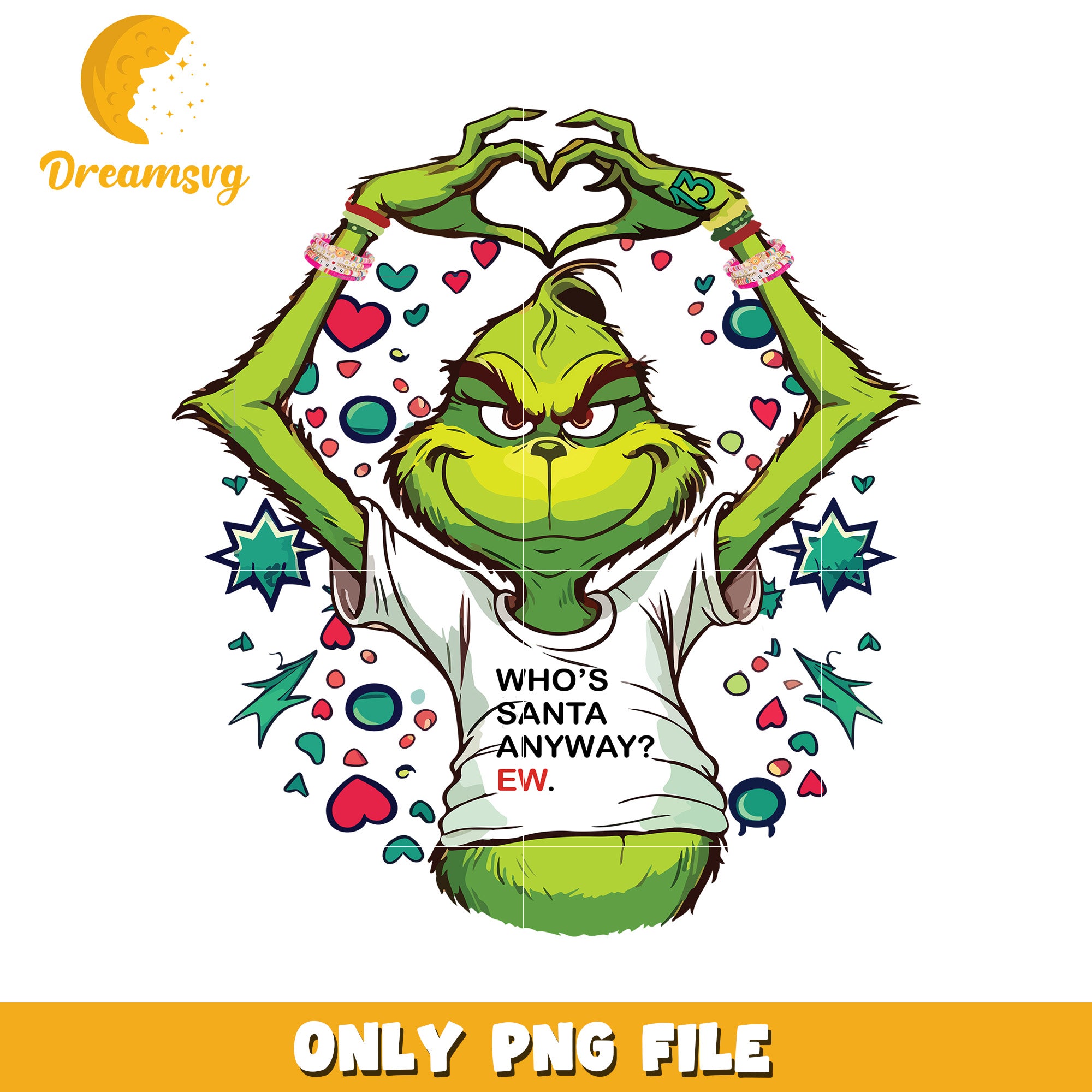 Who's santa anyway png, grinch smile png, christmas decor png