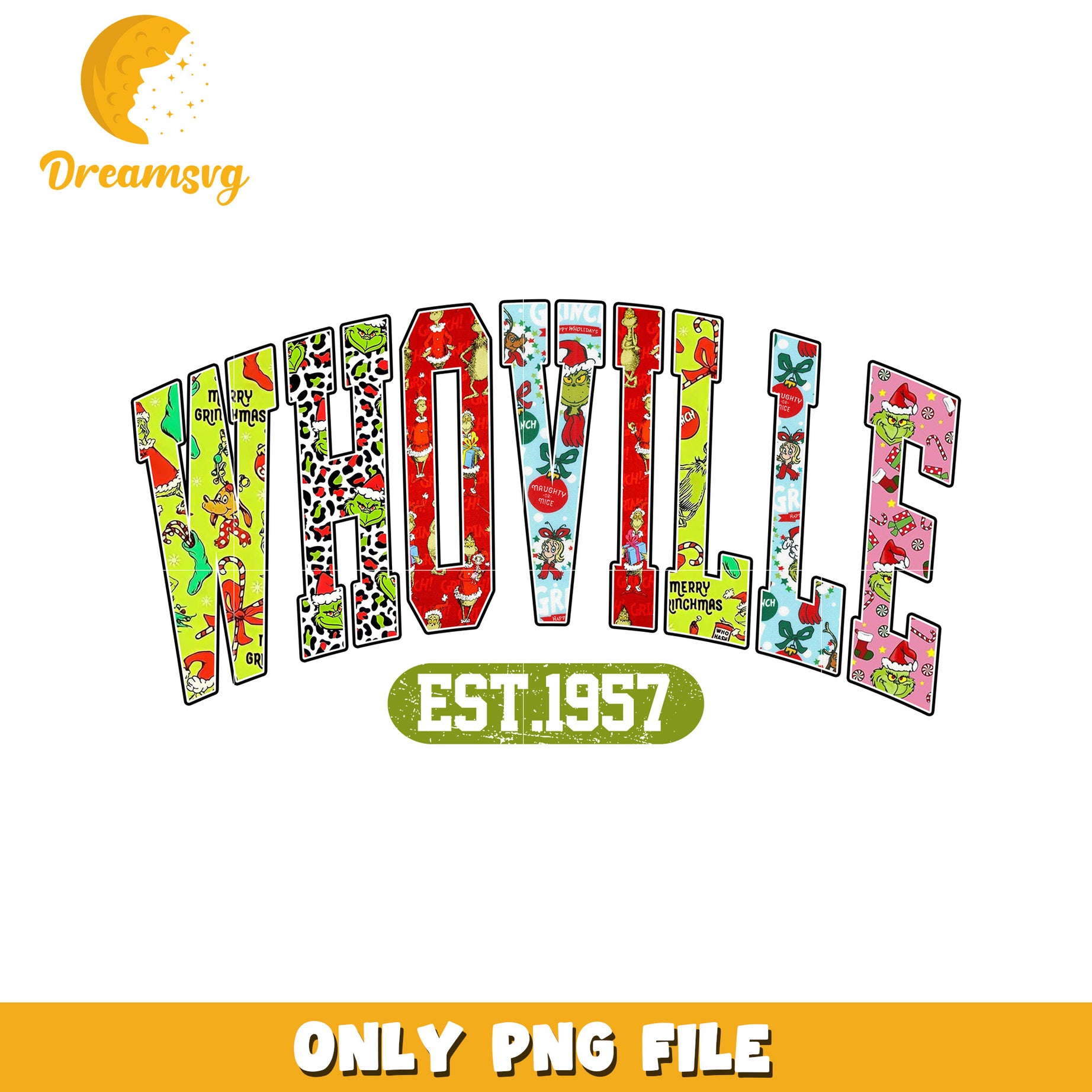 Whooville est 1957 png, grinch christmas png, grinch png