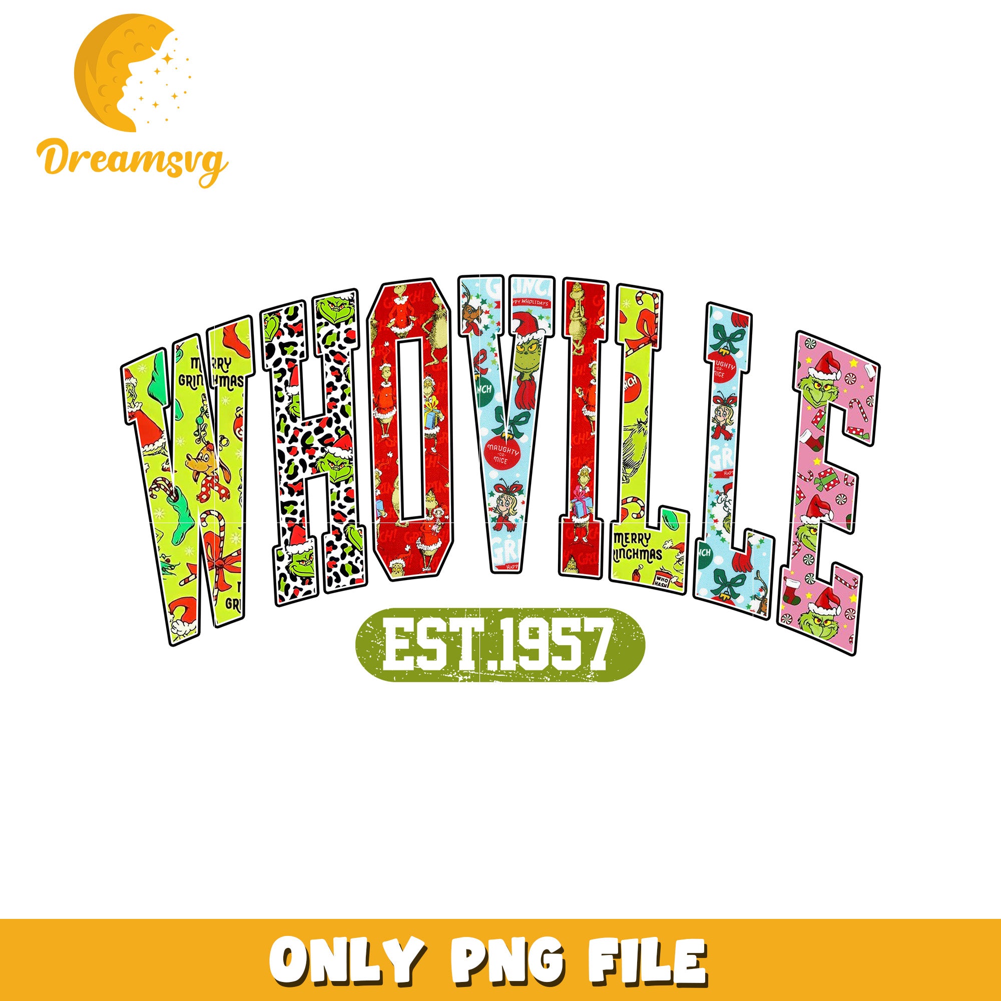 Whooville est 1957 png, grinch christmas png, grinch png