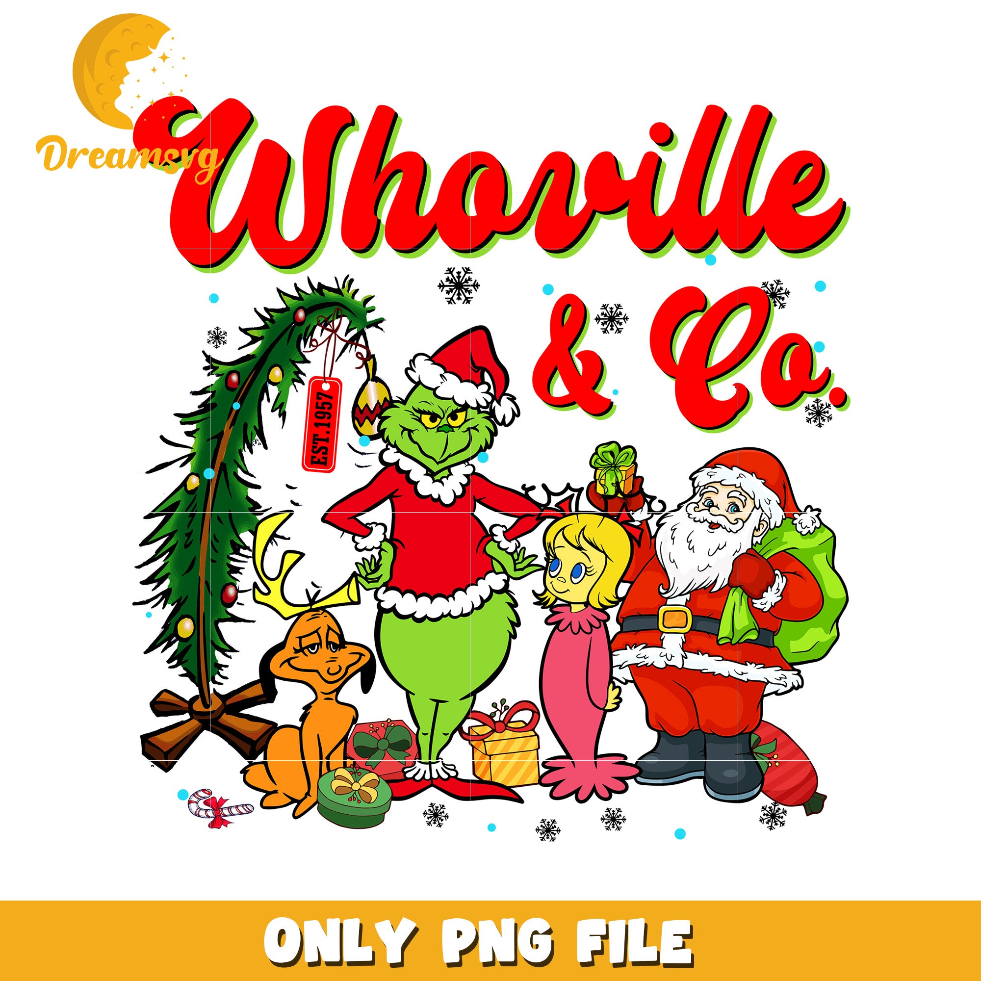Whoville and co christmas png, the grinch​ png, grinch christmas tree png