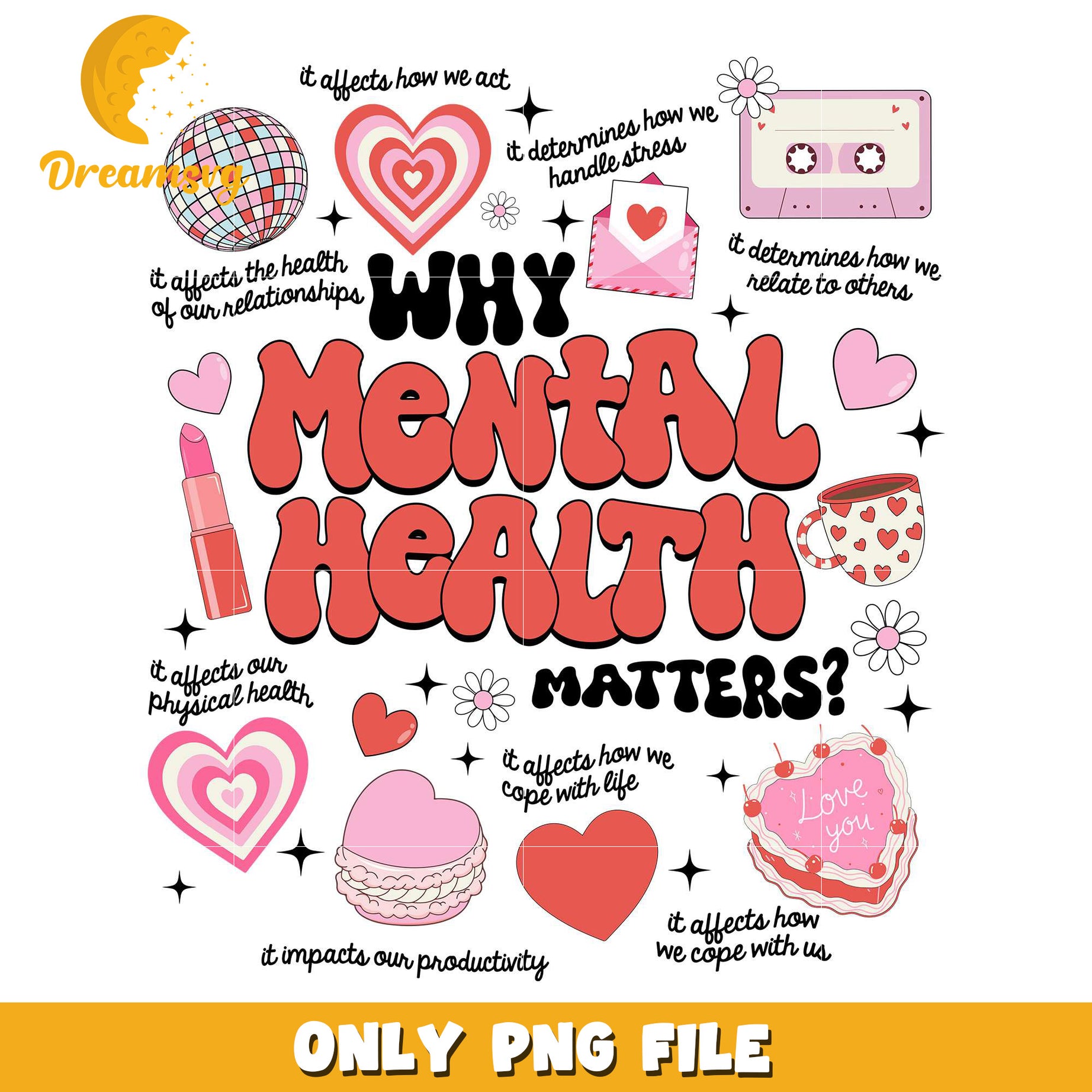 Why mental health valentine matters png, retro valentine png