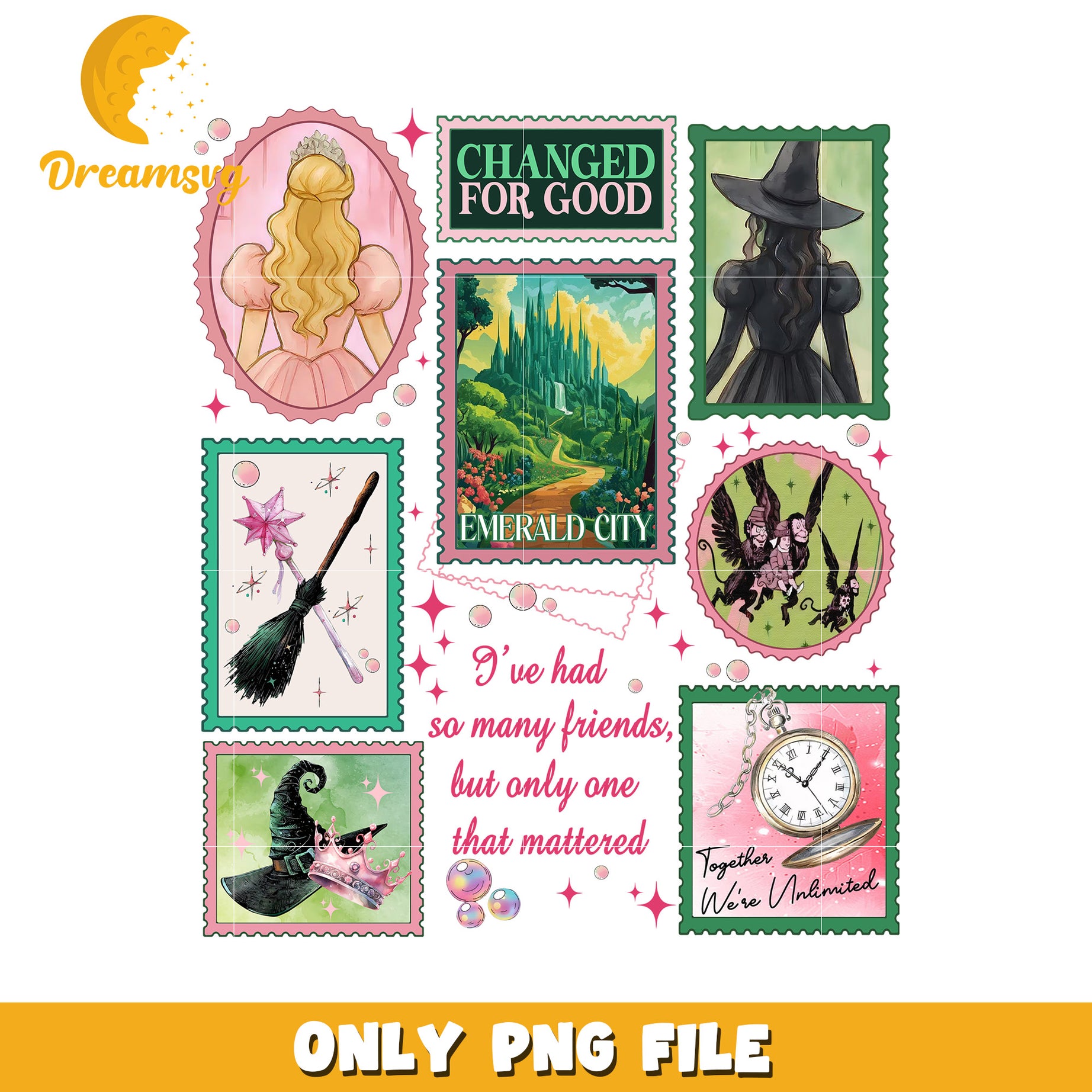 Wicked Changed For Good Stamp png, elphaba vibe png, oz fantasy png