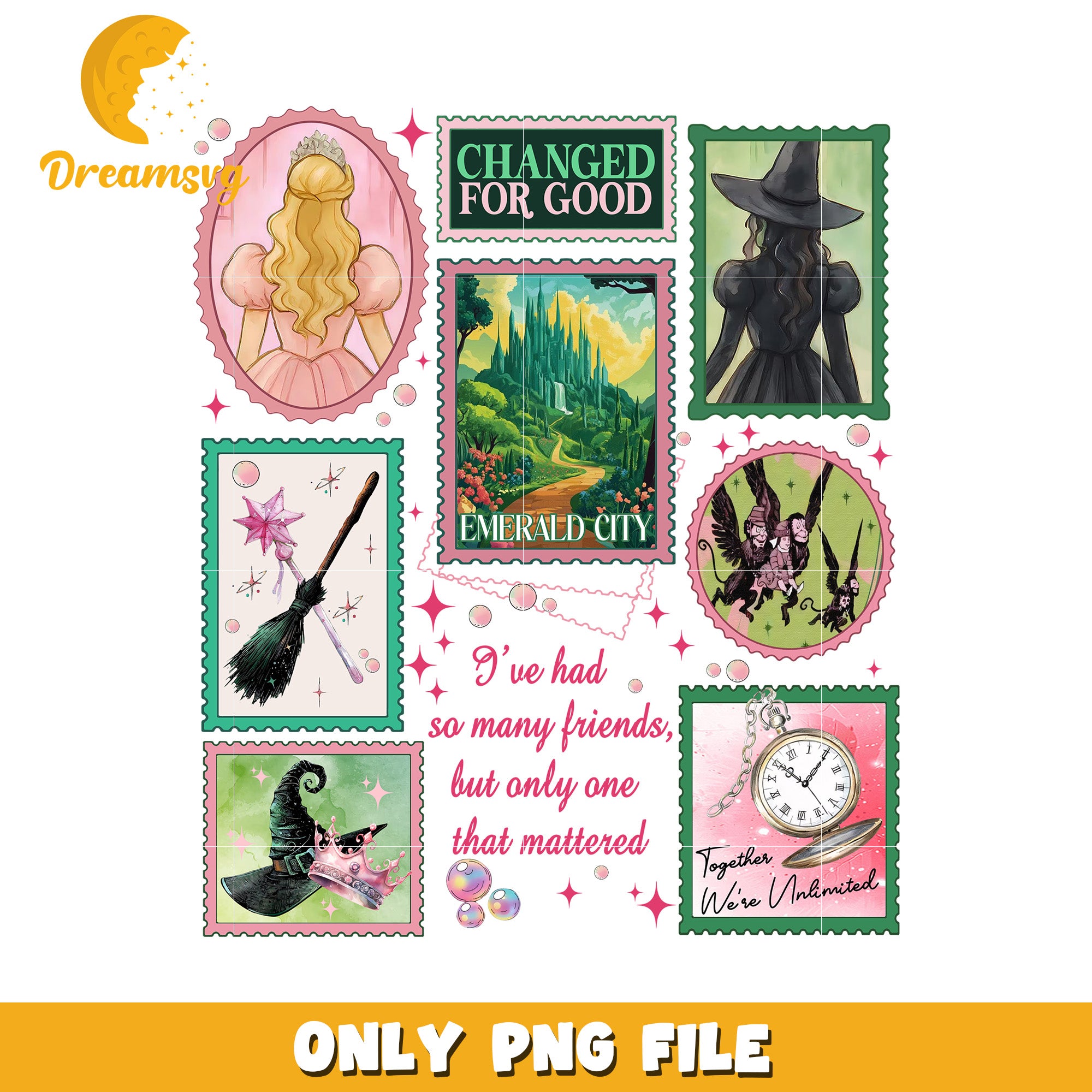 Wicked Changed For Good Stamp png, elphaba vibe png, oz fantasy png