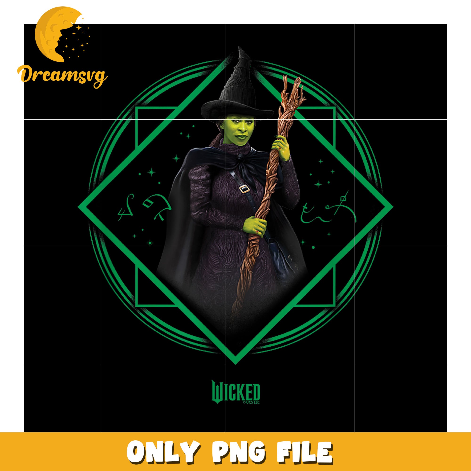 Wicked Elphaba Portrait png, wicked​ 2024 png, wicked emerald city png