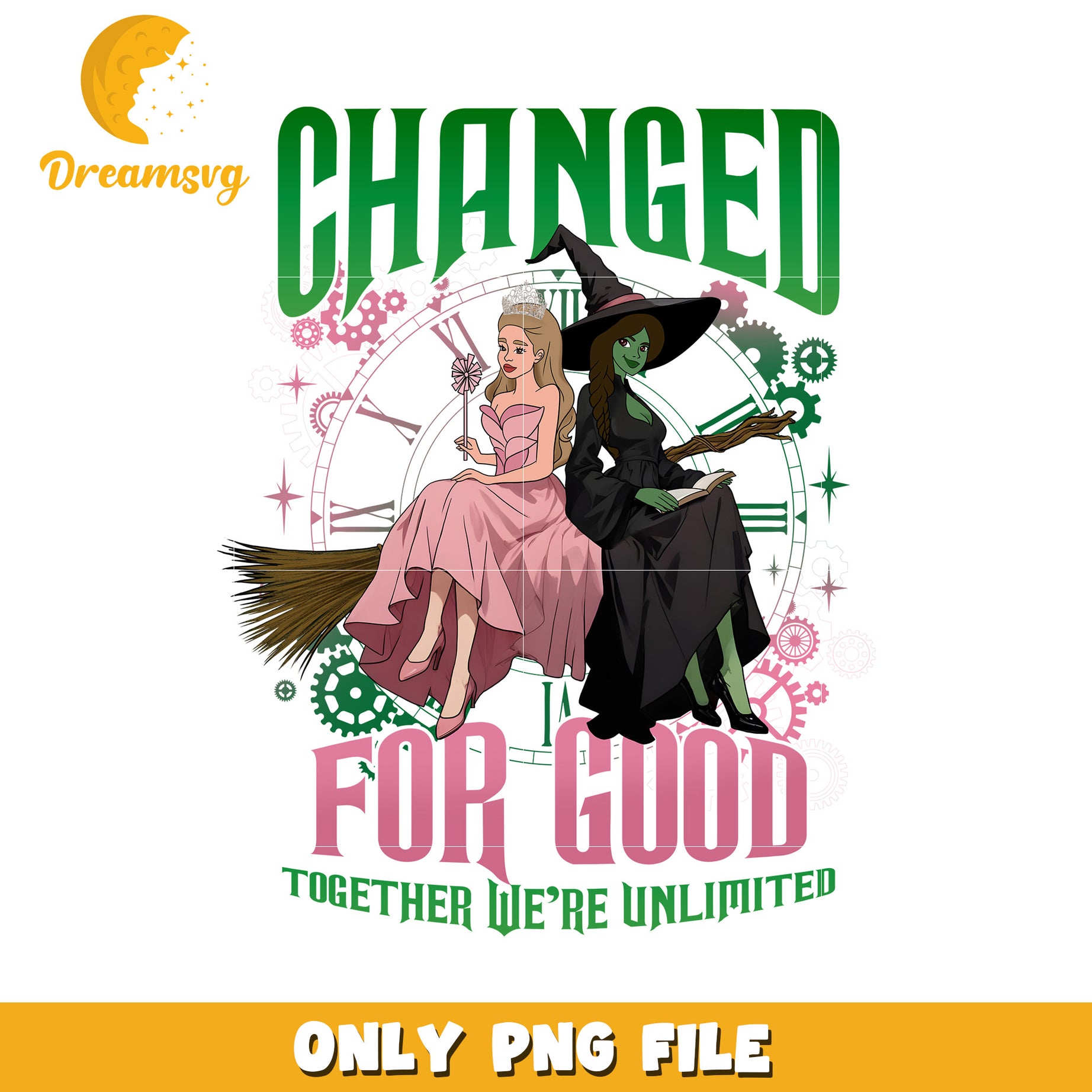 Wicked cartoon changed for good together png, wicked movie png