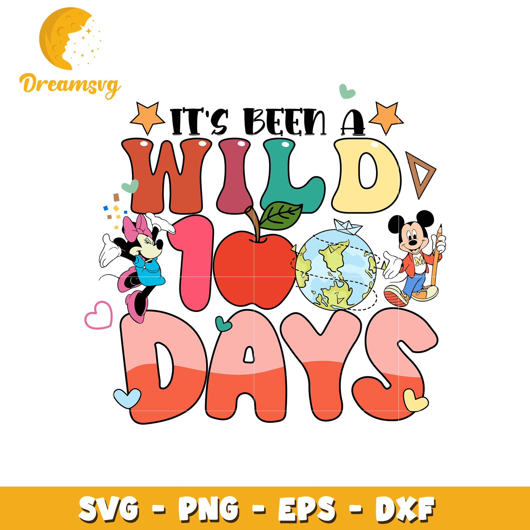 Wild One Hundred Days SVG Design with Mickey and Minnie