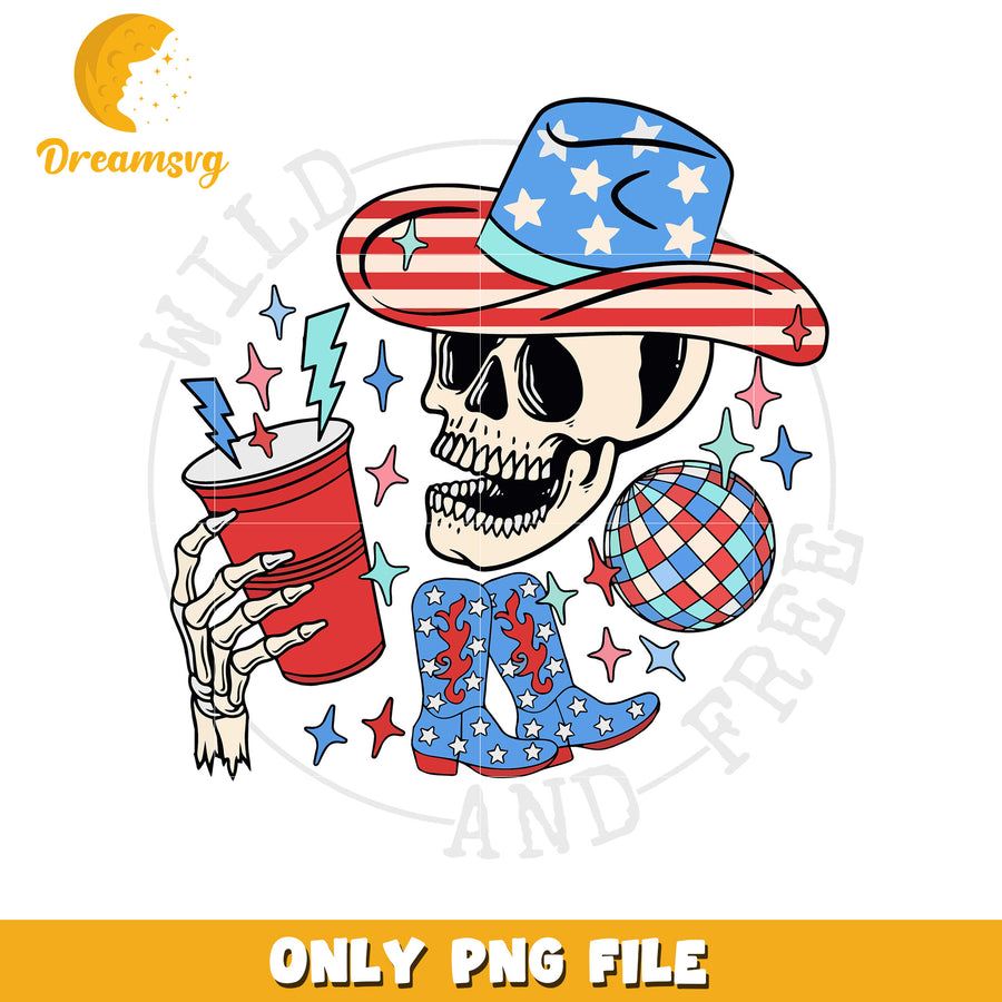 Wild and free skeleton design png, edgy artwork png, rebellious style png