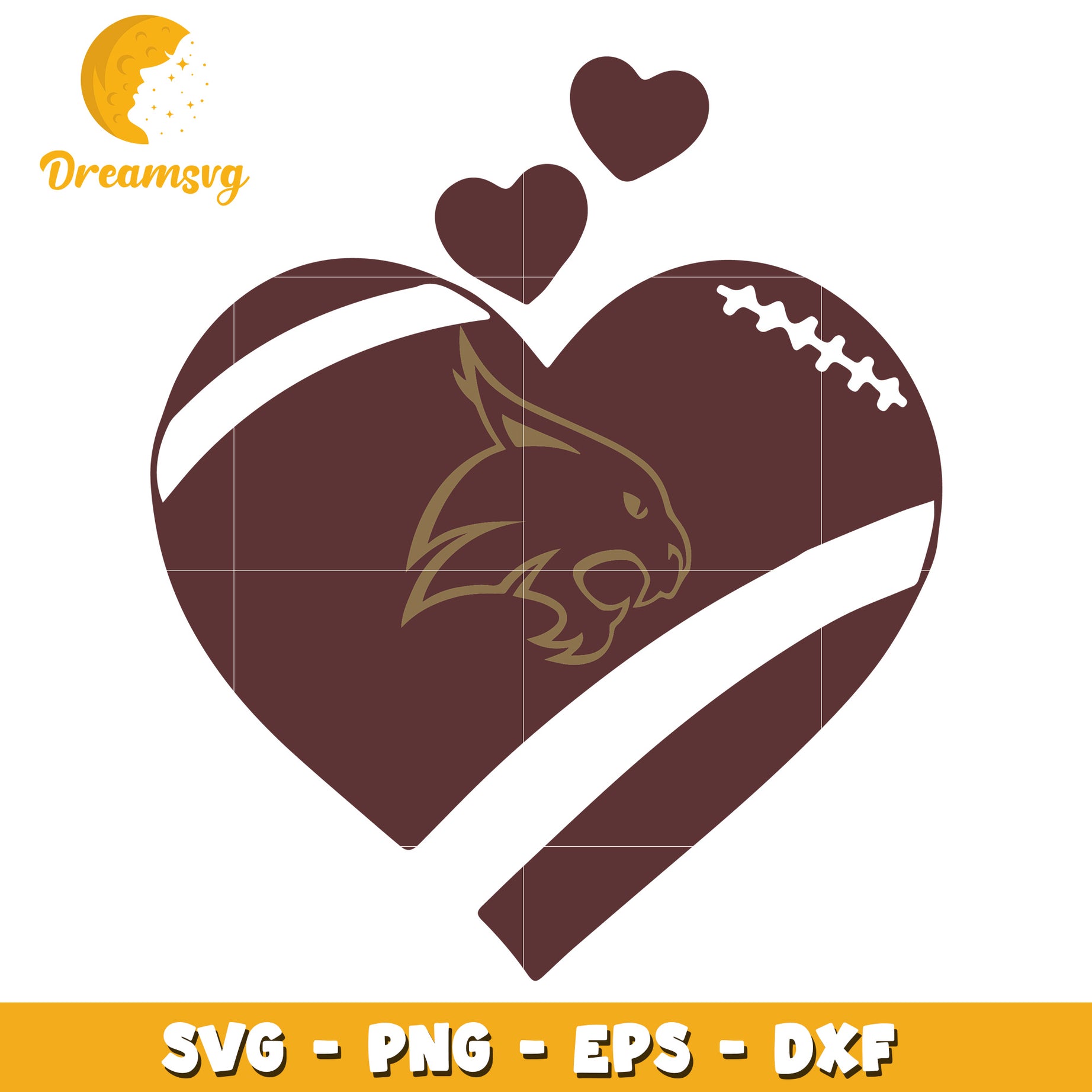 Wildcat Football Heart SVG Cut File