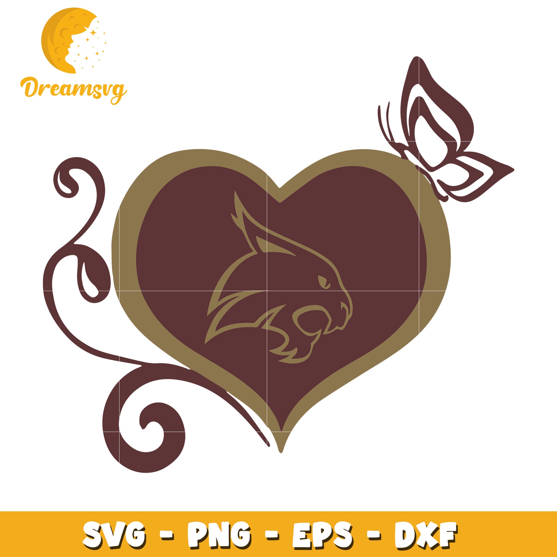 Wildcat Heart SVG Cut File PNG EPS DXF