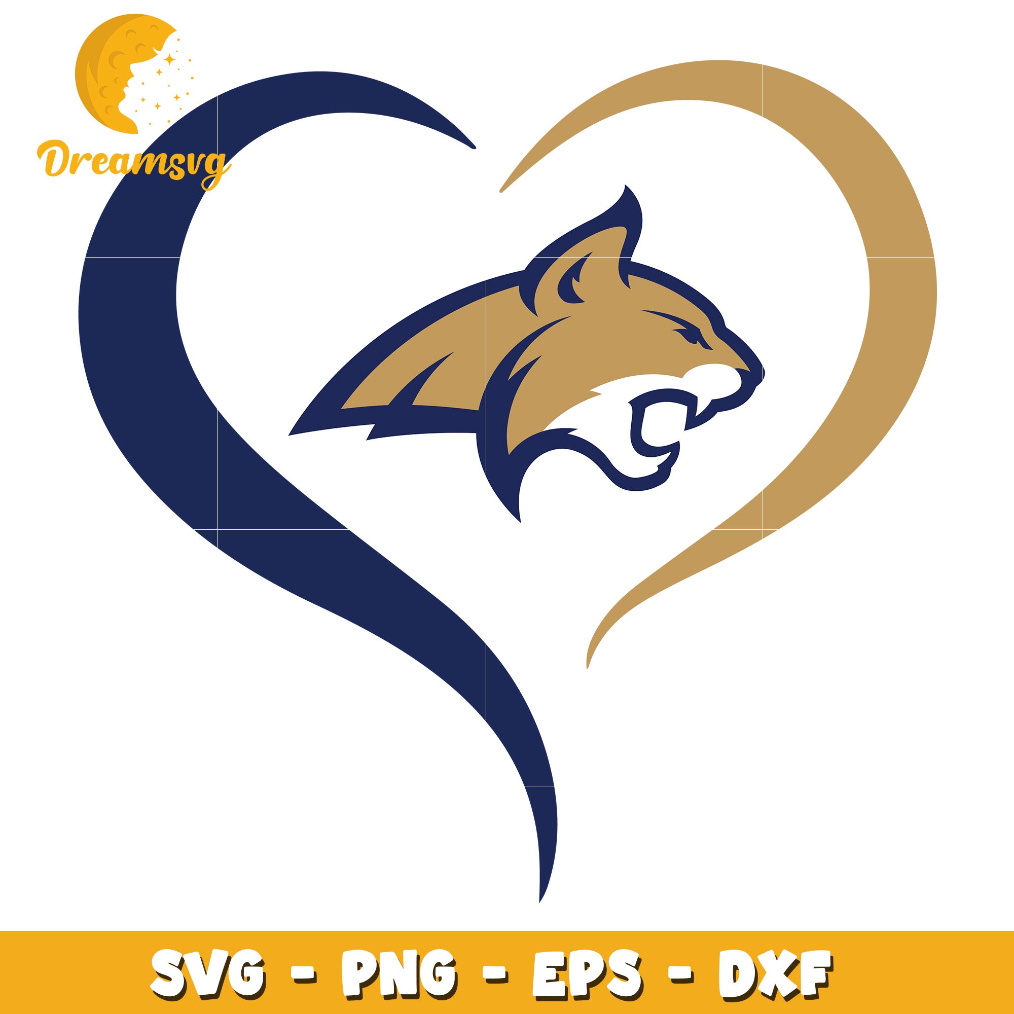 Wildcat Heart SVG PNG EPS DXF Cut File