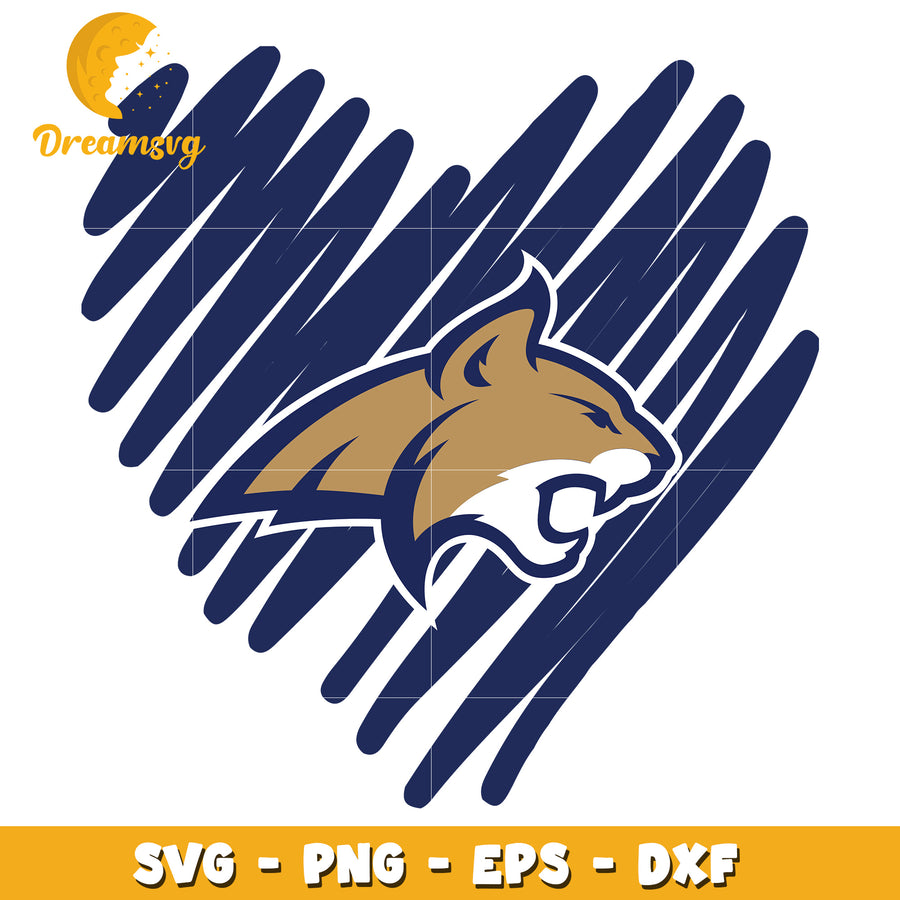 Wildcat Heart SVG PNG EPS DXF Cut Files