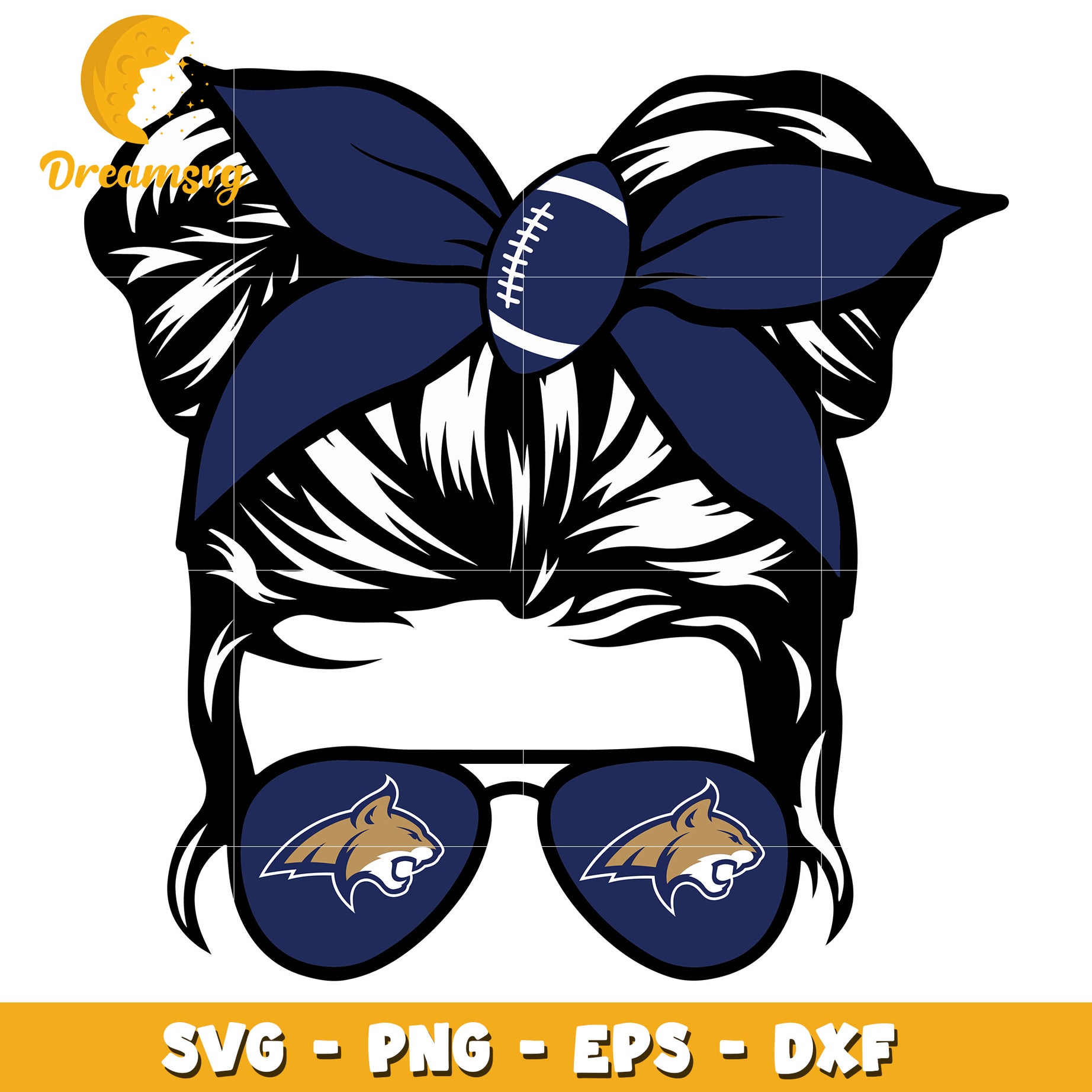 Wildcat Messy Bun SVG PNG EPS DXF