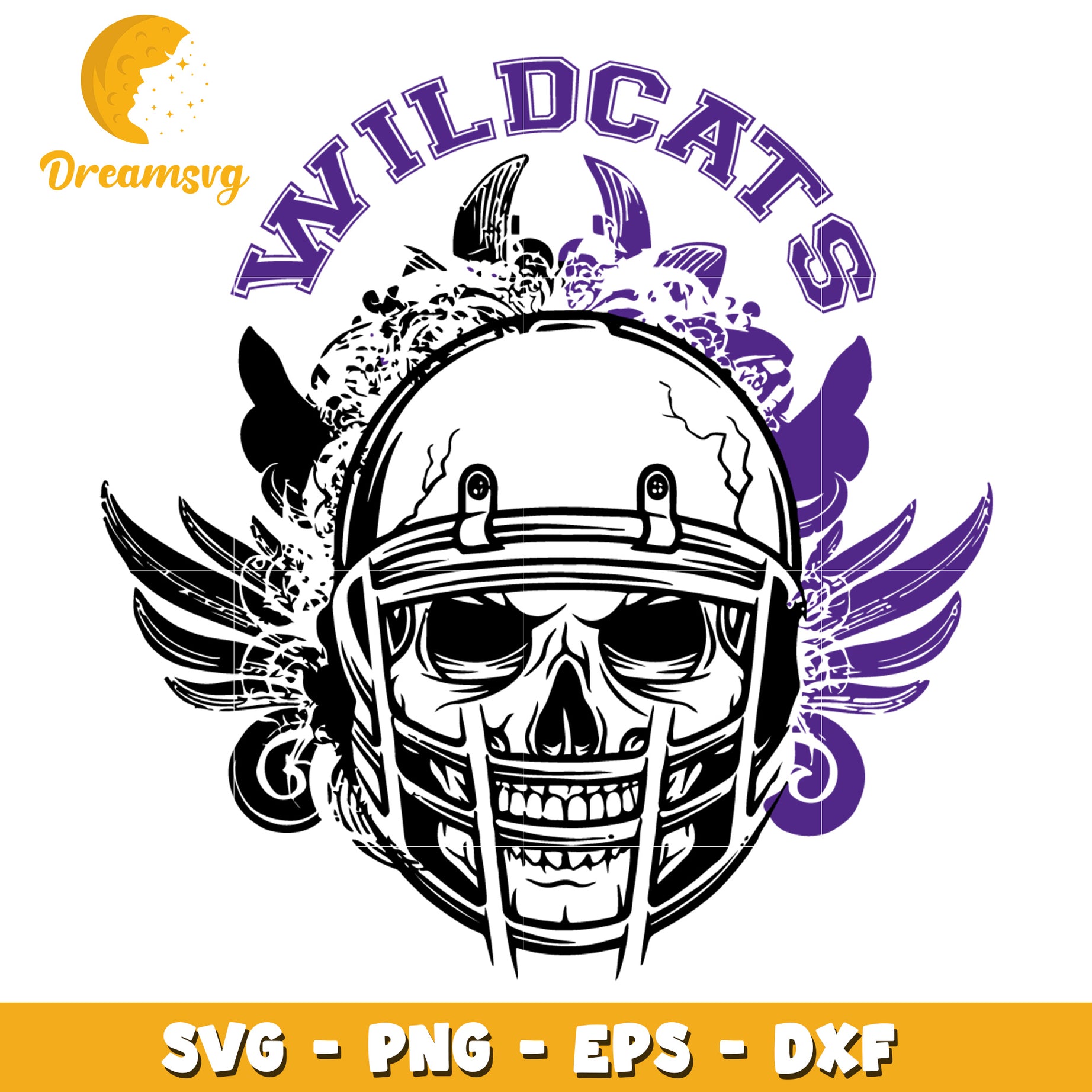 Wildcats Skull Football Helmet SVG PNG EPS DXF