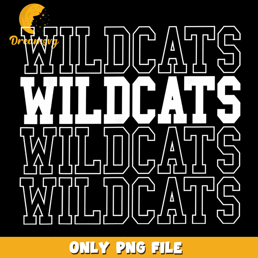 Wildcats Stacked Text Repeat PNG, School Spirit Design, Team PNG