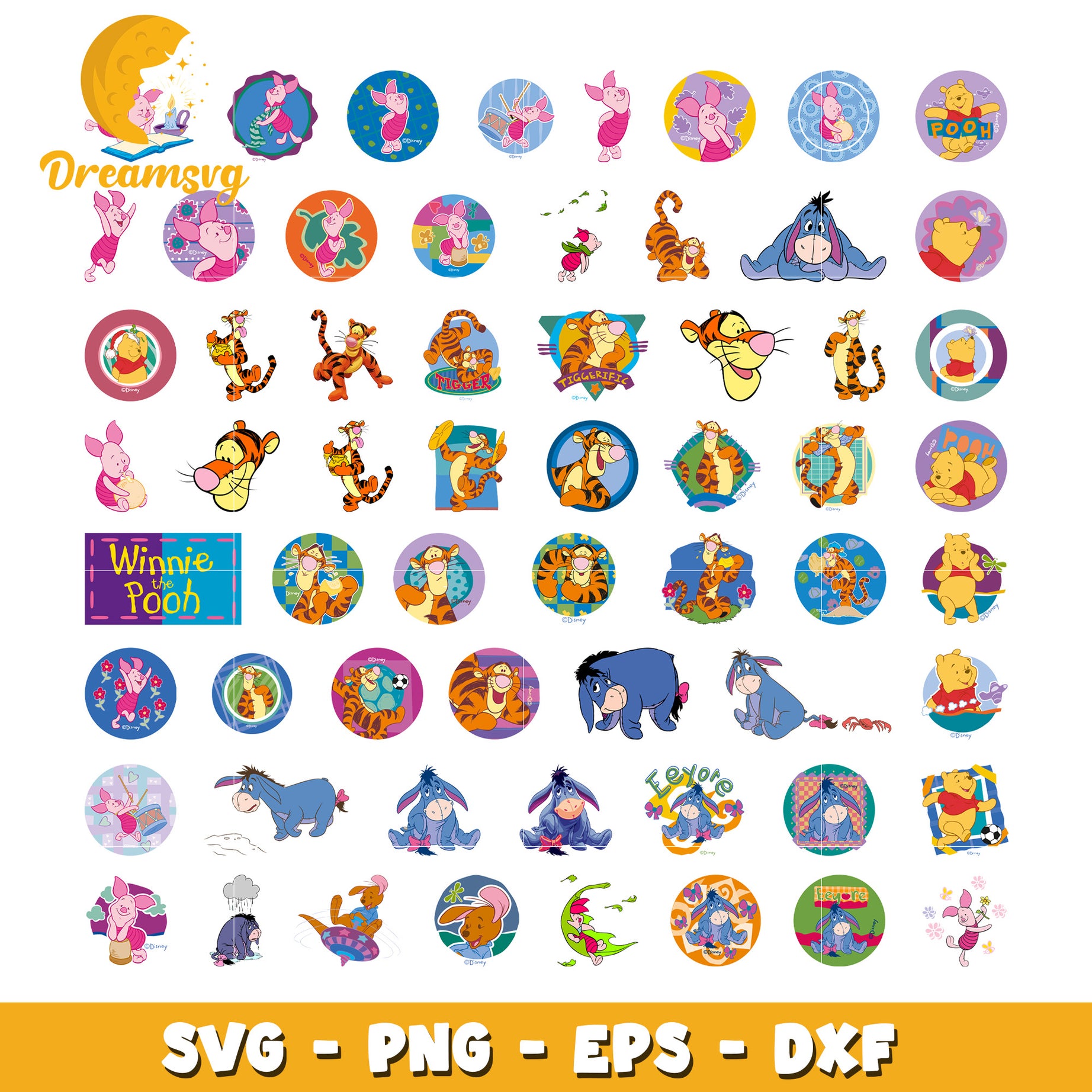 Winnie The Pooh characters bundle svg, disney cartoon svg