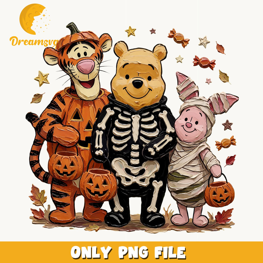 Winnie The Pooh Halloween Clipart, Skeleton Costume Pumpkin Candy